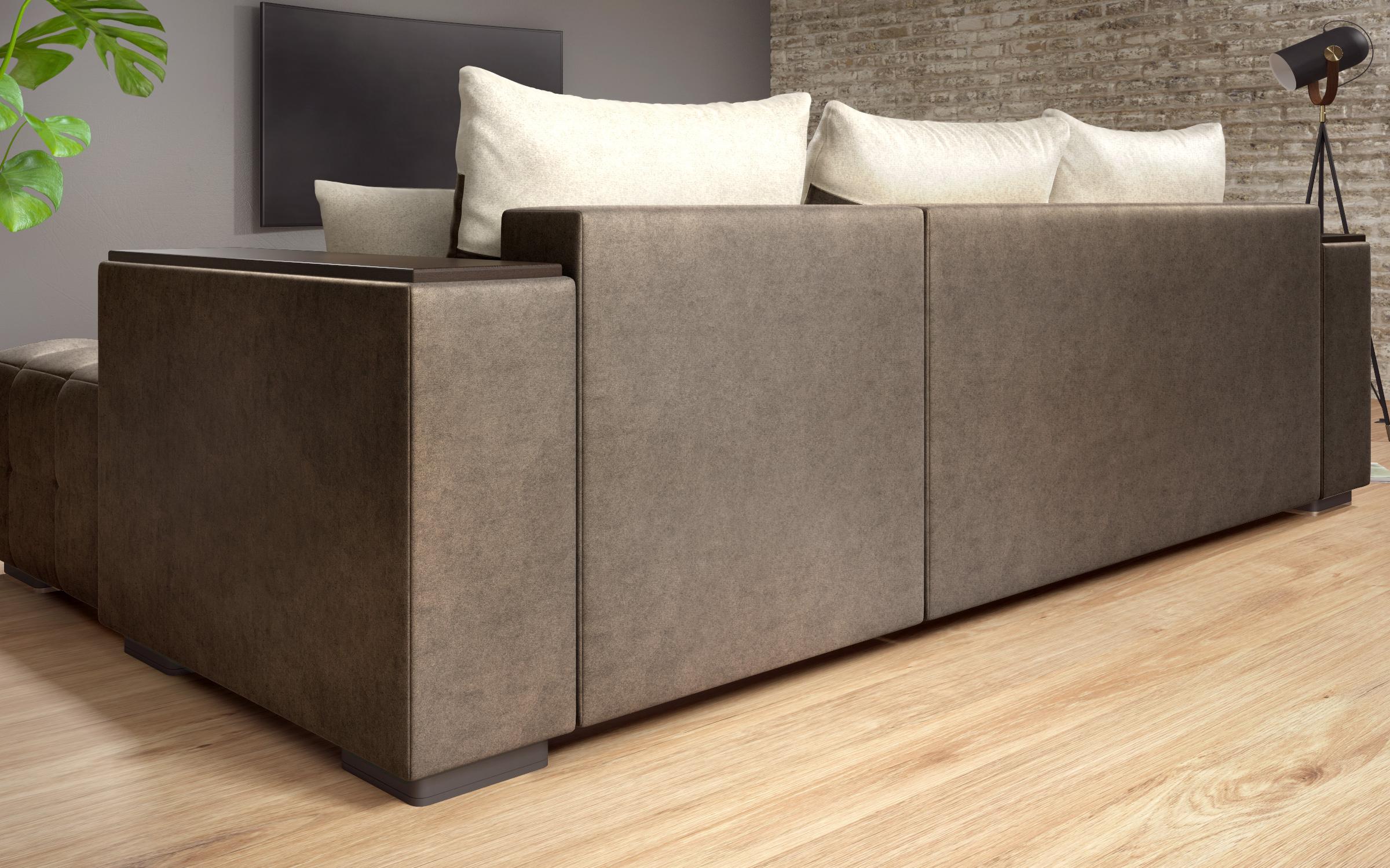 Coltar extensibil Melvin S cu  brat mini etajera, maro inchis + bej deschis  4