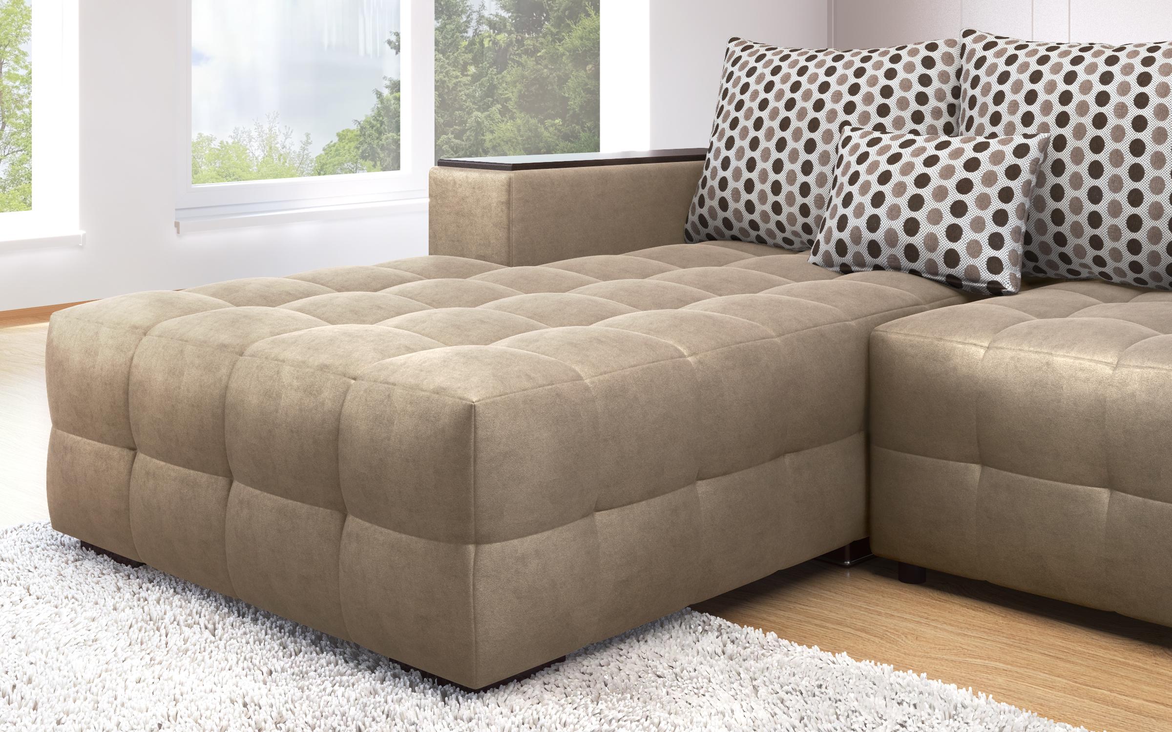 Coltar extensibil Melvin cu brat mini etajera, bej inchis  3