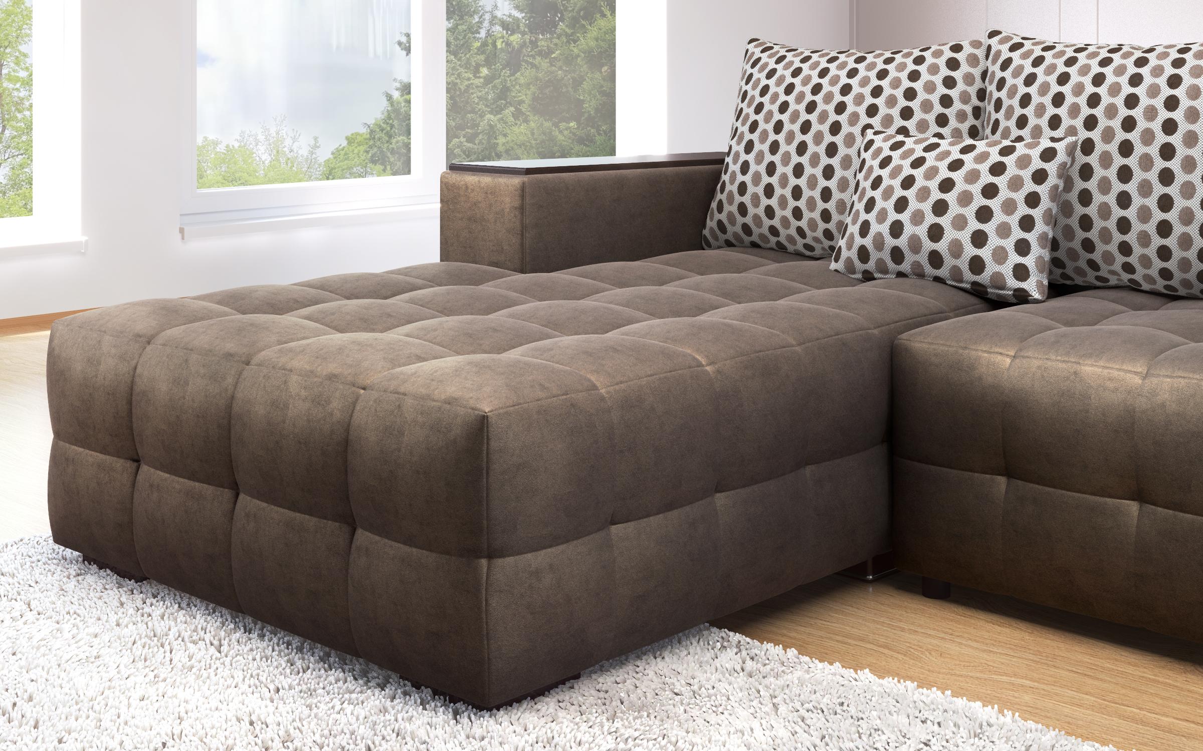 Coltar extensibil Melvin cu brat mini etajera, maro inchis  3