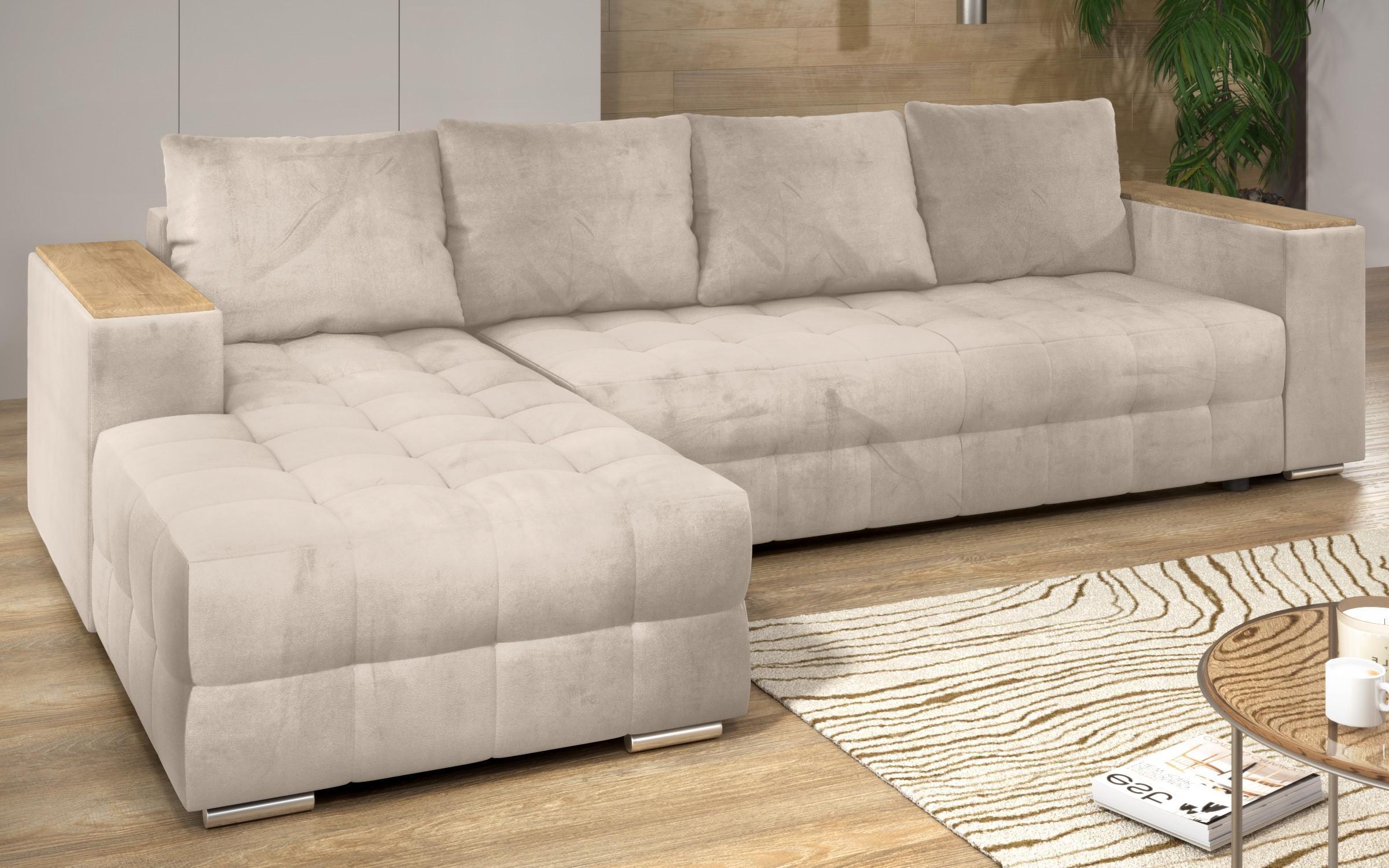 Coltar extensibil Napoli cu brat etajera, bej deschis  5
