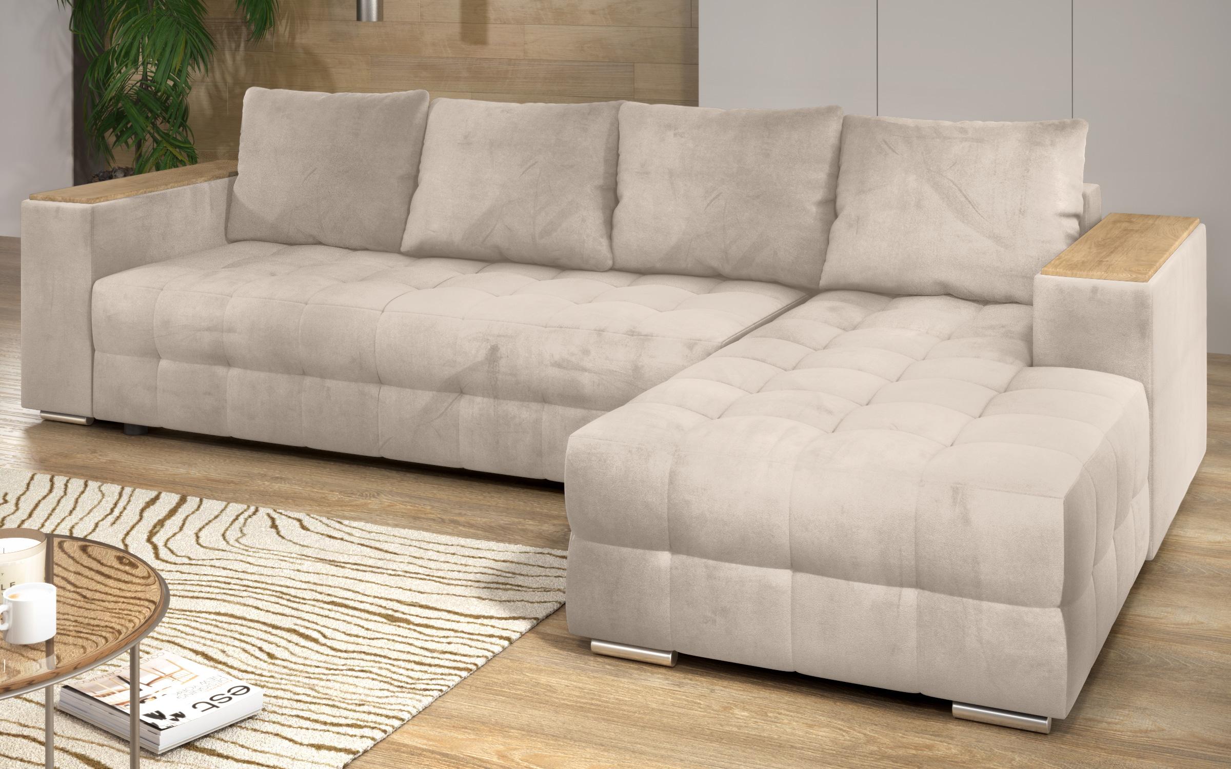 Coltar extensibil Napoli cu brat etajera, bej deschis  5