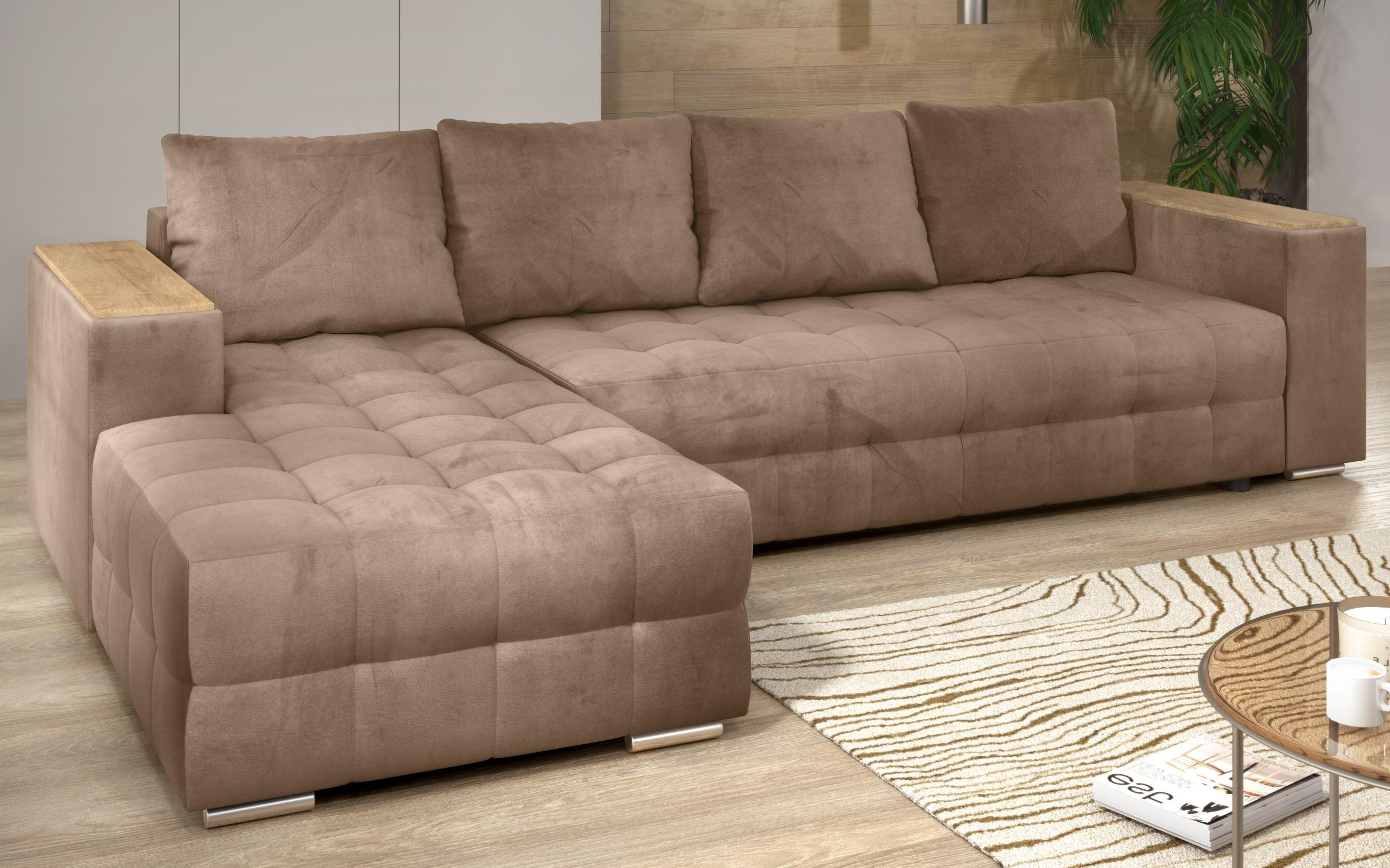 Coltar extensibil Napoli cu brat etajera, maro deschis  4