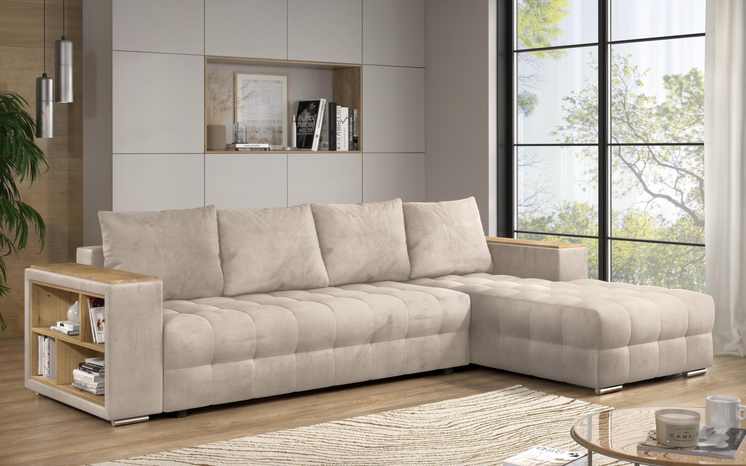 Coltar extensibil cu brat etajera Napoli, bej deschis  3