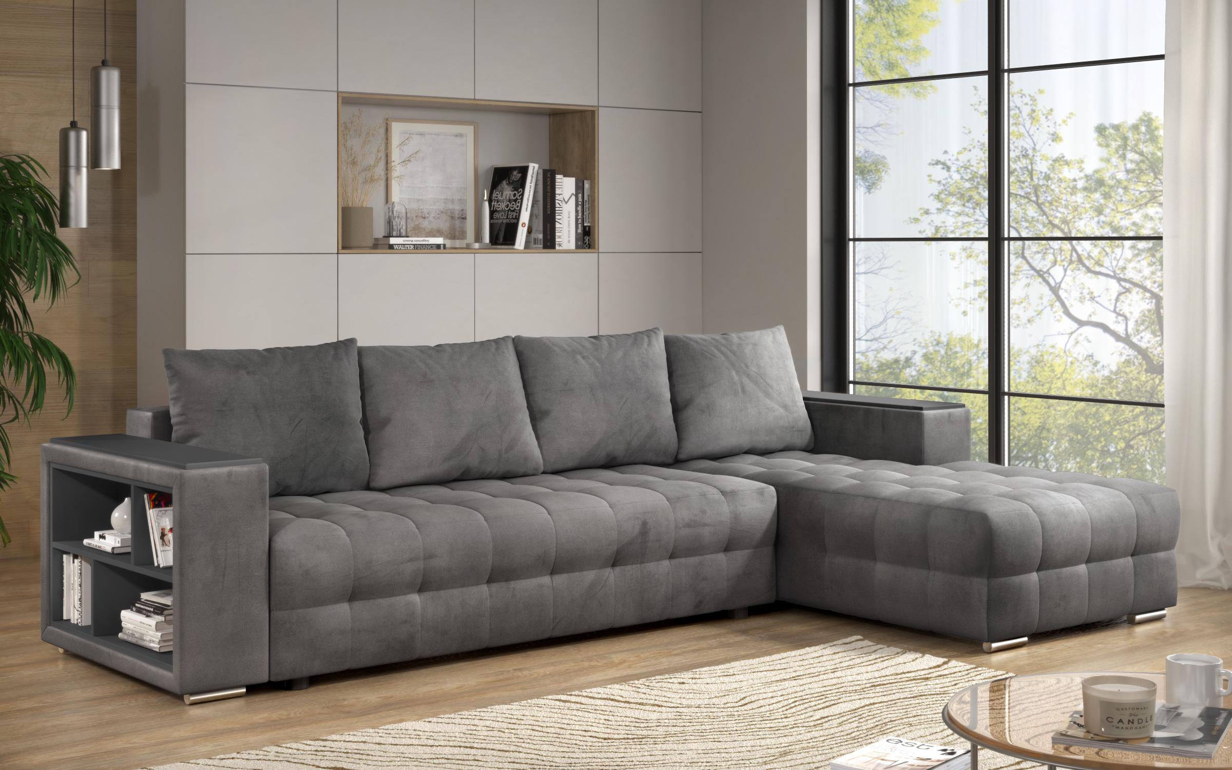 Coltar extensibil Napoli cu brat etajera, gri  3