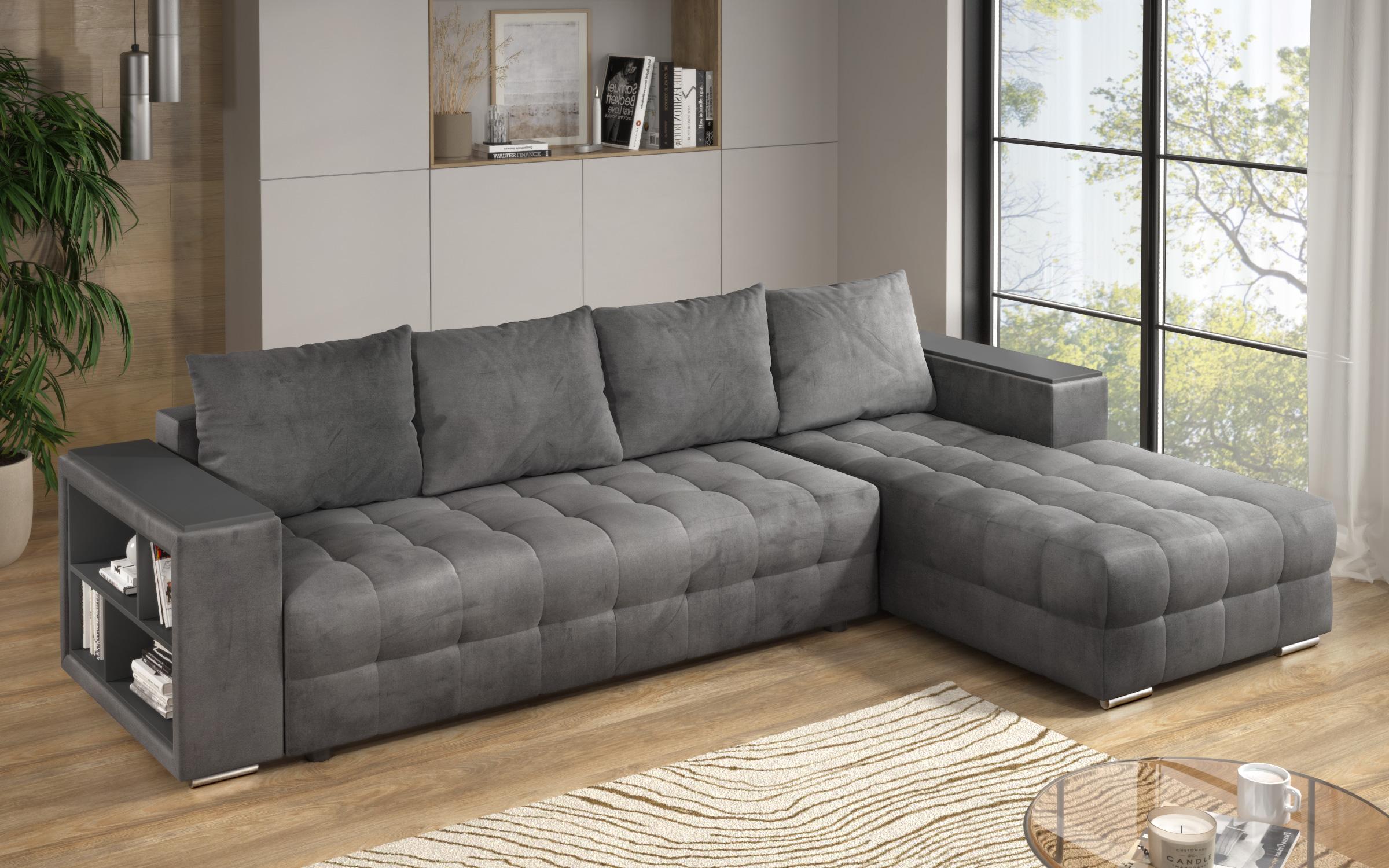 Coltar extensibil Napoli cu brat etajera, gri  5