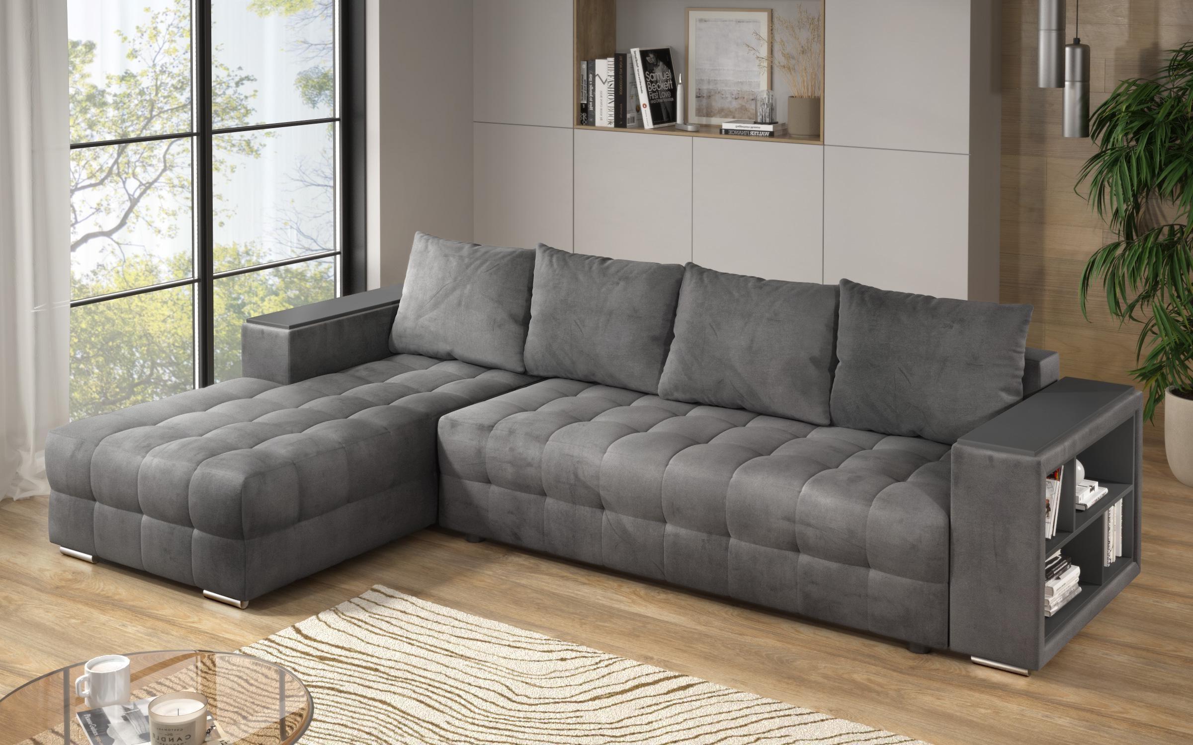 Coltar extensibil Napoli cu brat etajera, gri  5