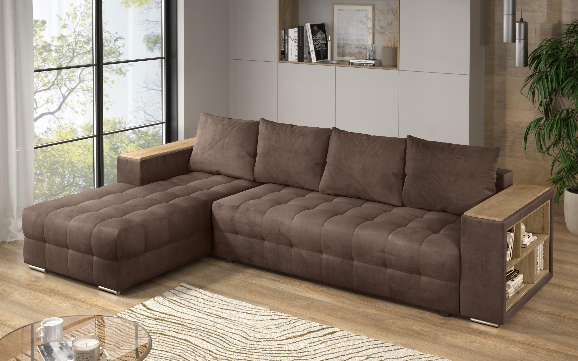 Coltar extensibil Napoli cu brat etajera, maro  4