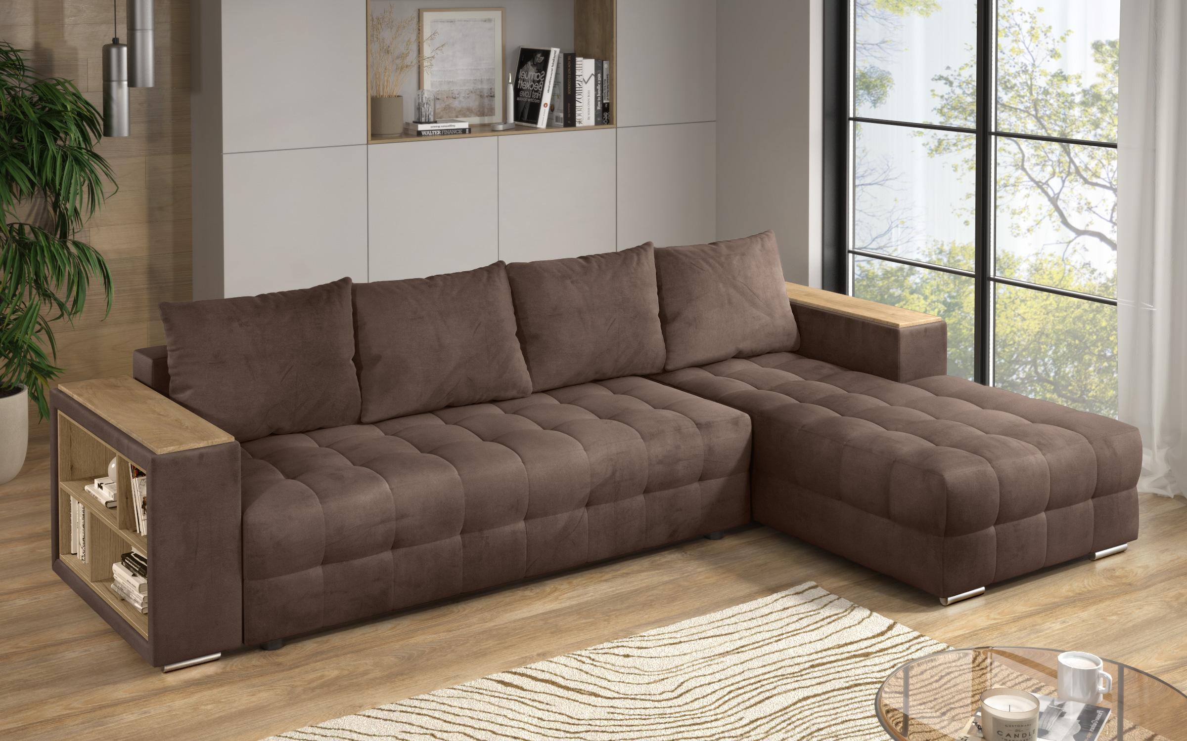 Coltar extensibil Napoli cu brat etajera, maro  4