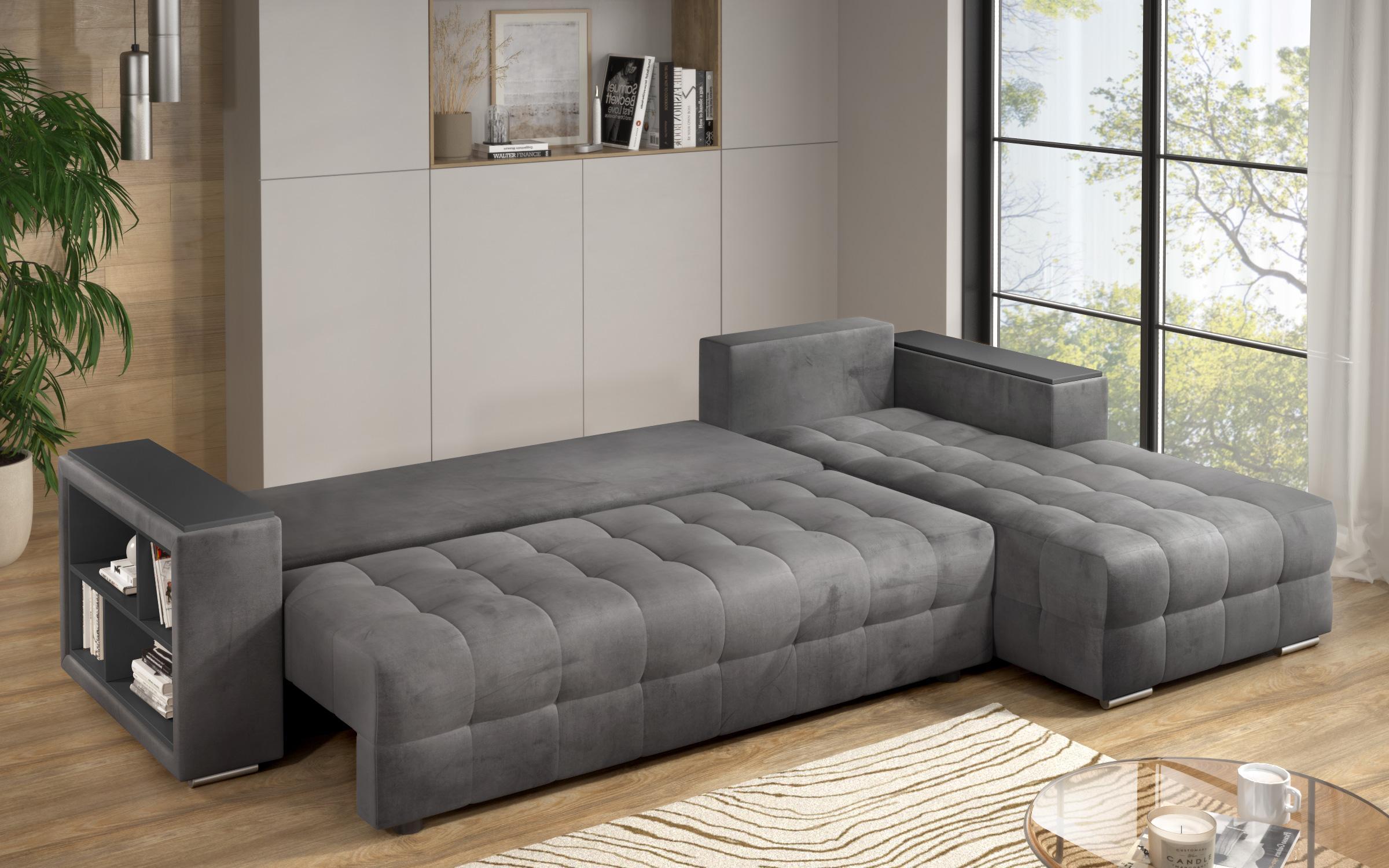 Coltar extensibil Napoli cu brat etajera, gri  9