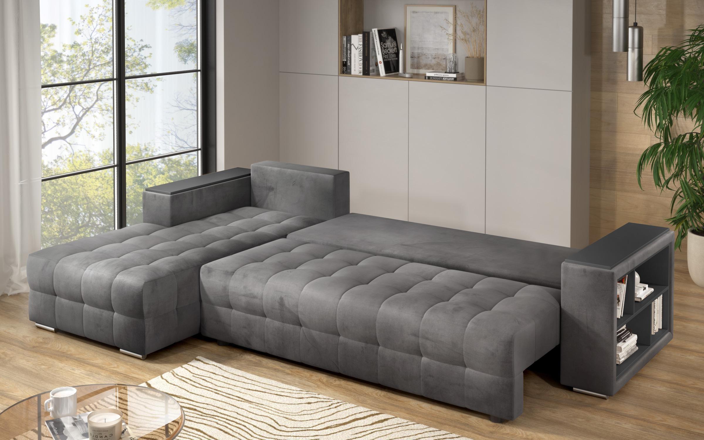 Coltar extensibil Napoli cu brat etajera, gri  6