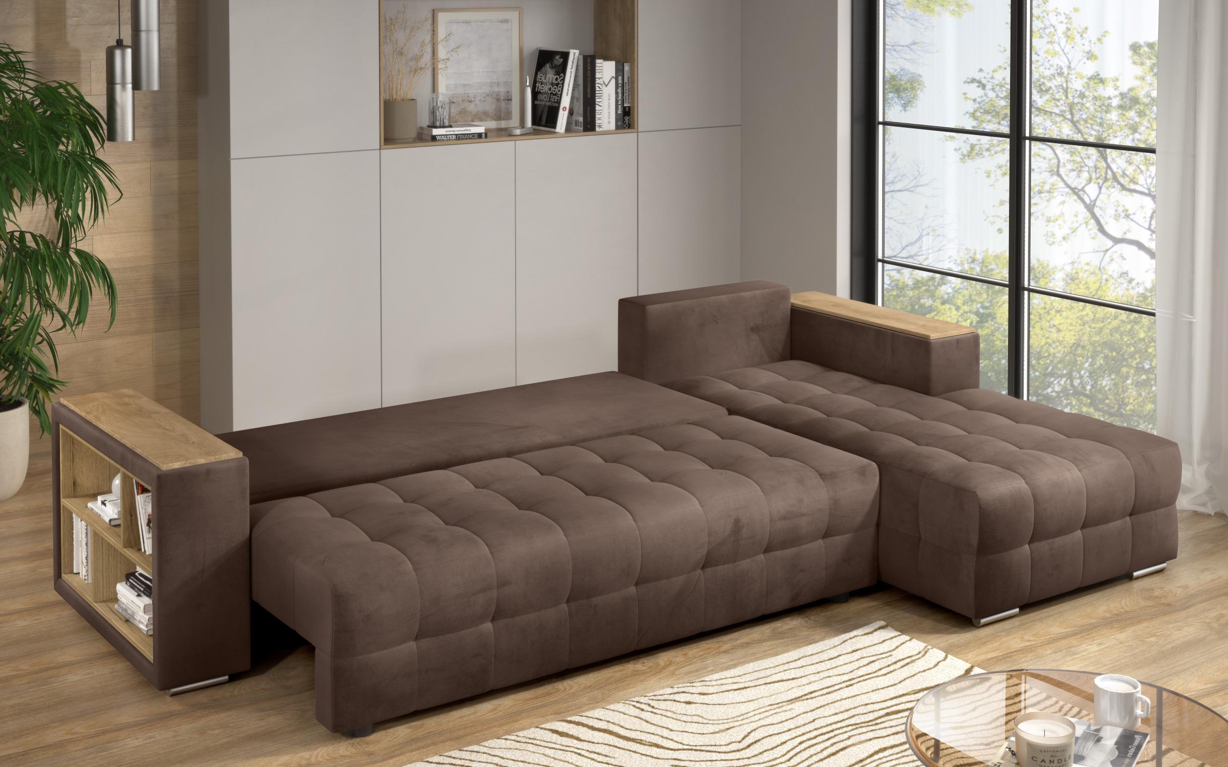 Coltar extensibil Napoli cu brat etajera, maro  9