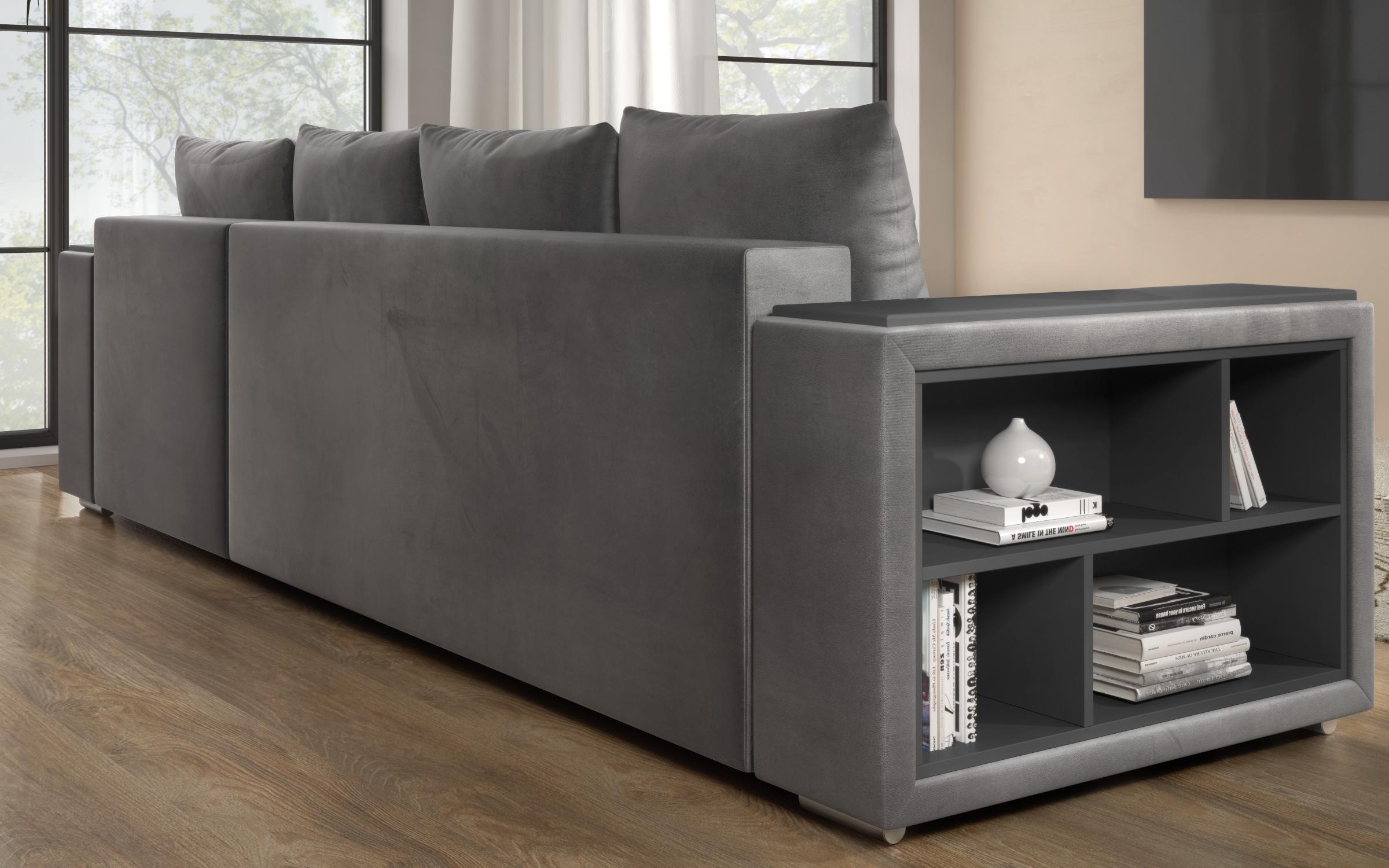Coltar extensibil Napoli cu brat etajera, gri  6