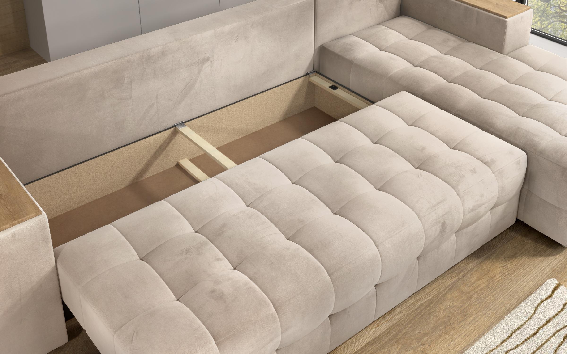 Coltar extensibil Napoli cu brat etajera, bej deschis  10