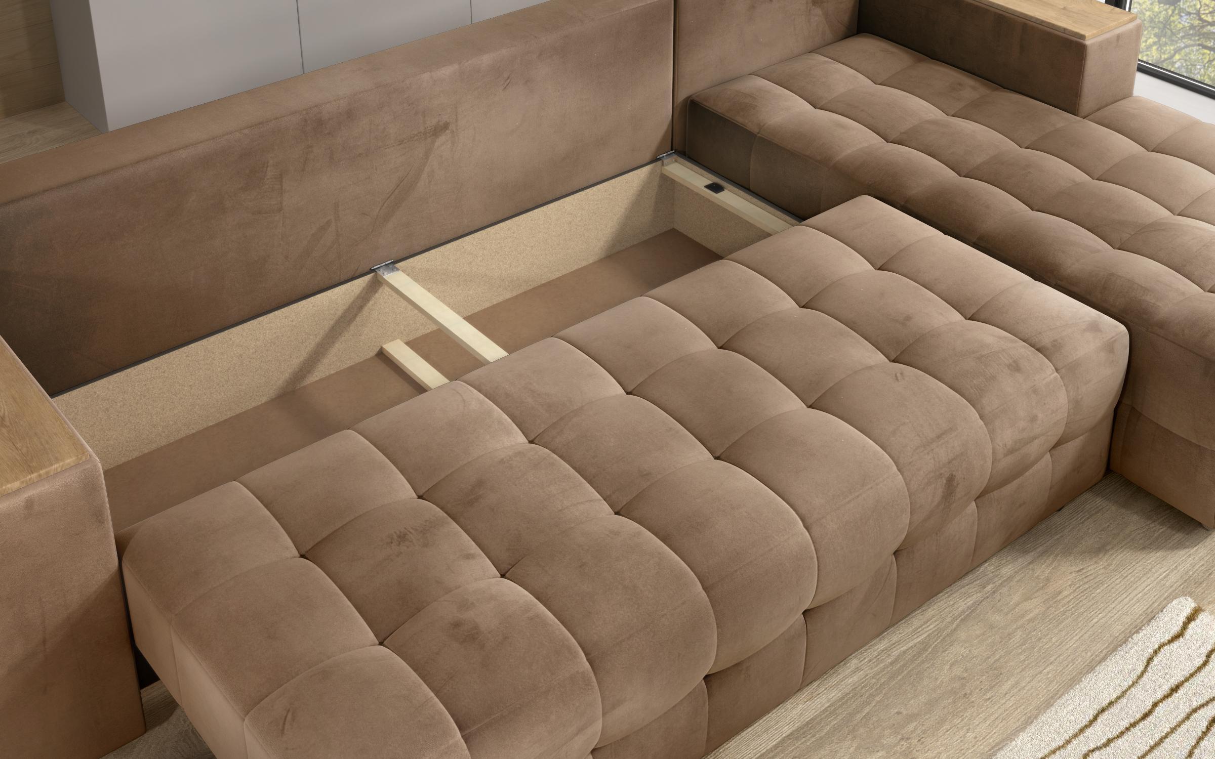 Coltar extensibil Napoli cu brat etajera, maro deschis  10