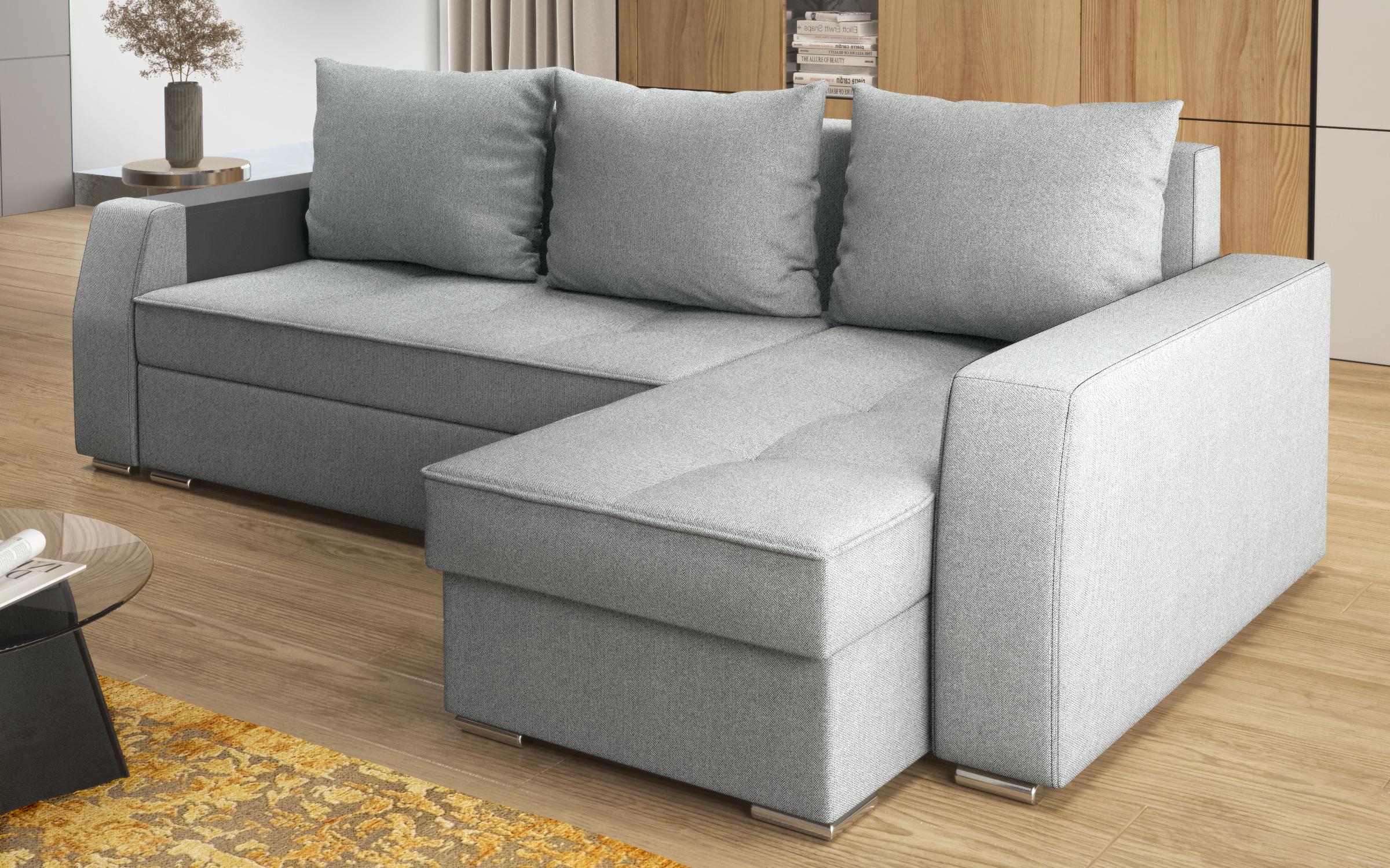 Coltar extensibil Navaro + brat mini etajera, alb-negru melange  5