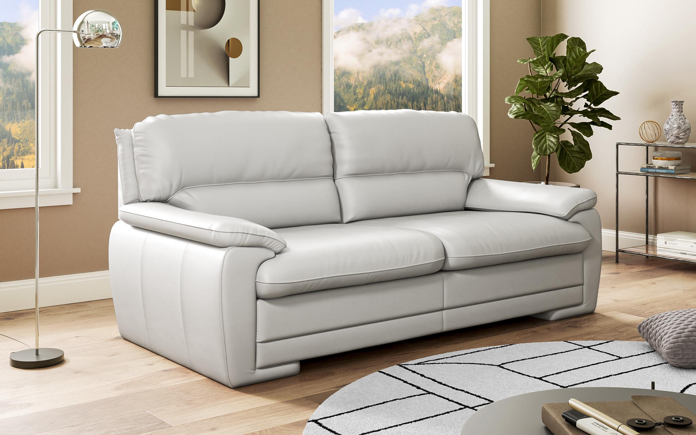 Canapea Adris cu 3 locuri,piele naturala, piele natural gri deschis  6