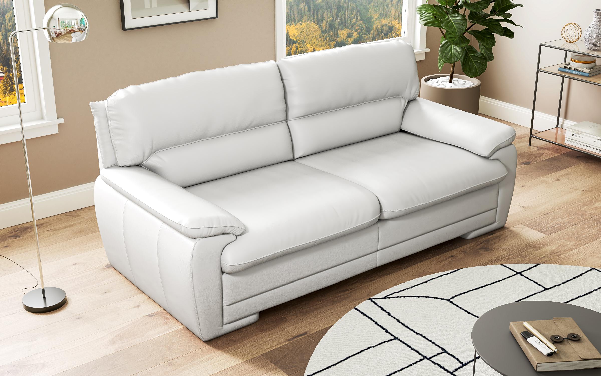 Canapea Adris cu 3 locuri,piele naturala, piele natural gri deschis  4