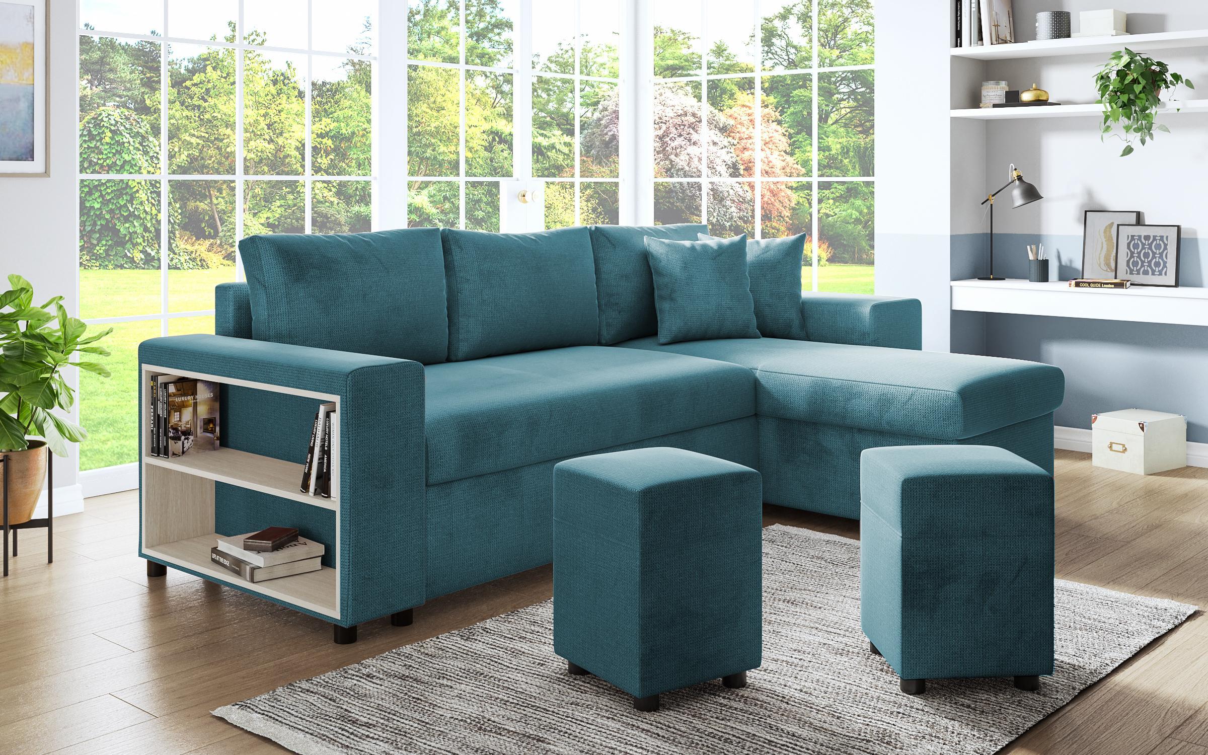 Coltar extensibil Arden + 2 taburete, albastru  3