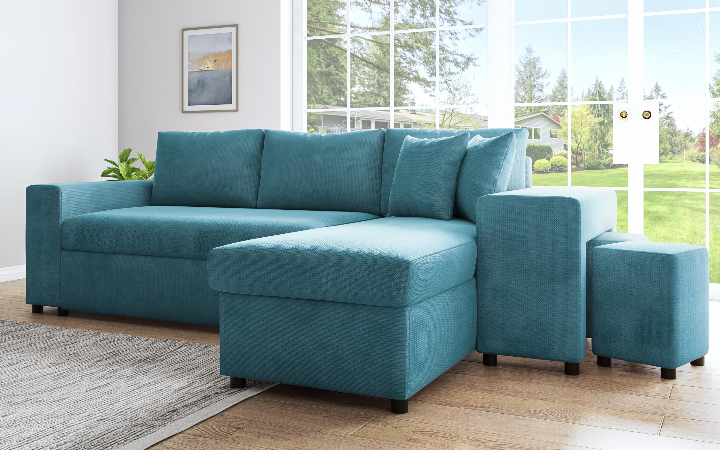 Coltar extensibil Arden + 2 taburete, albastru  6