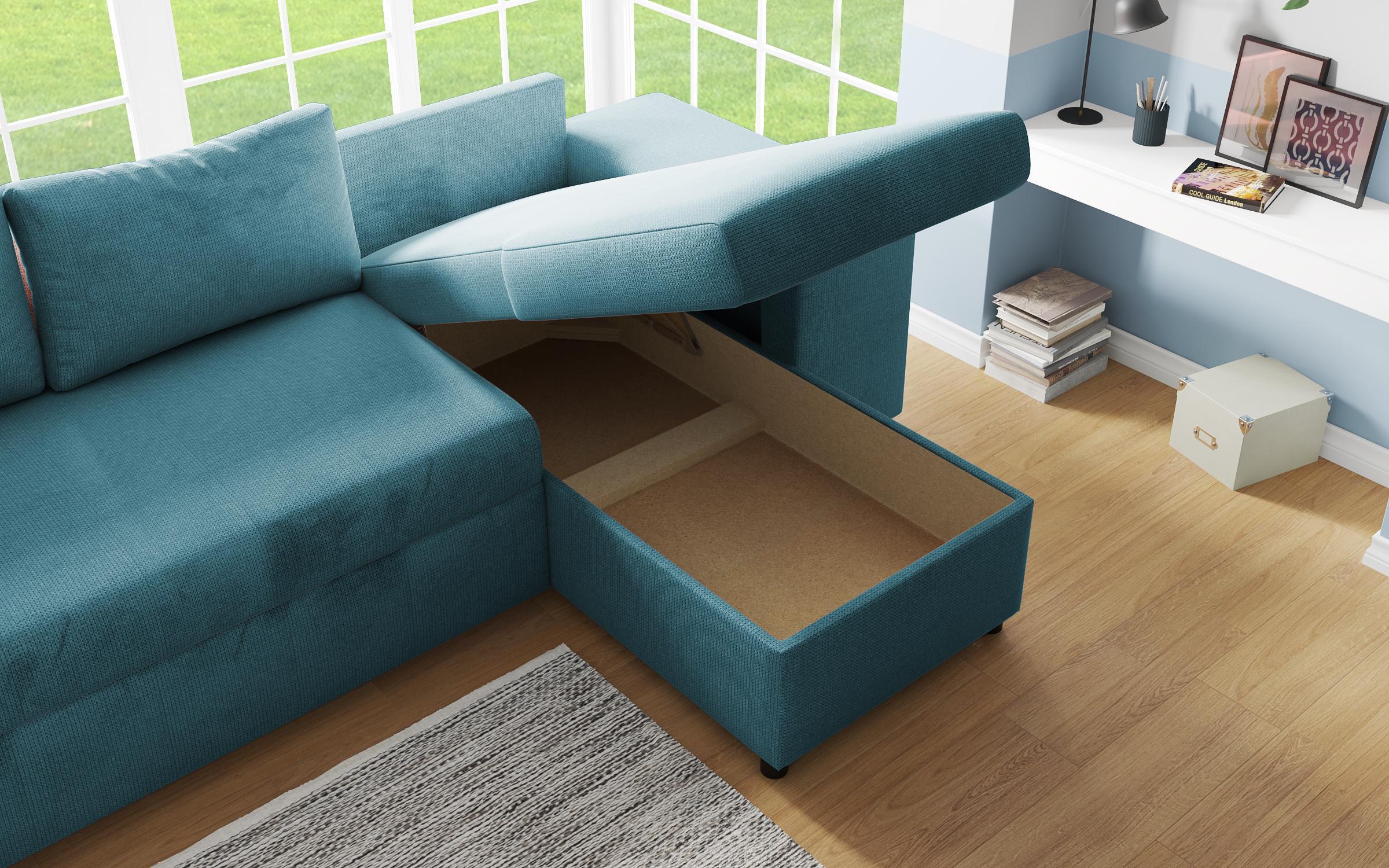Coltar extensibil Arden + 2 taburete, albastru  10