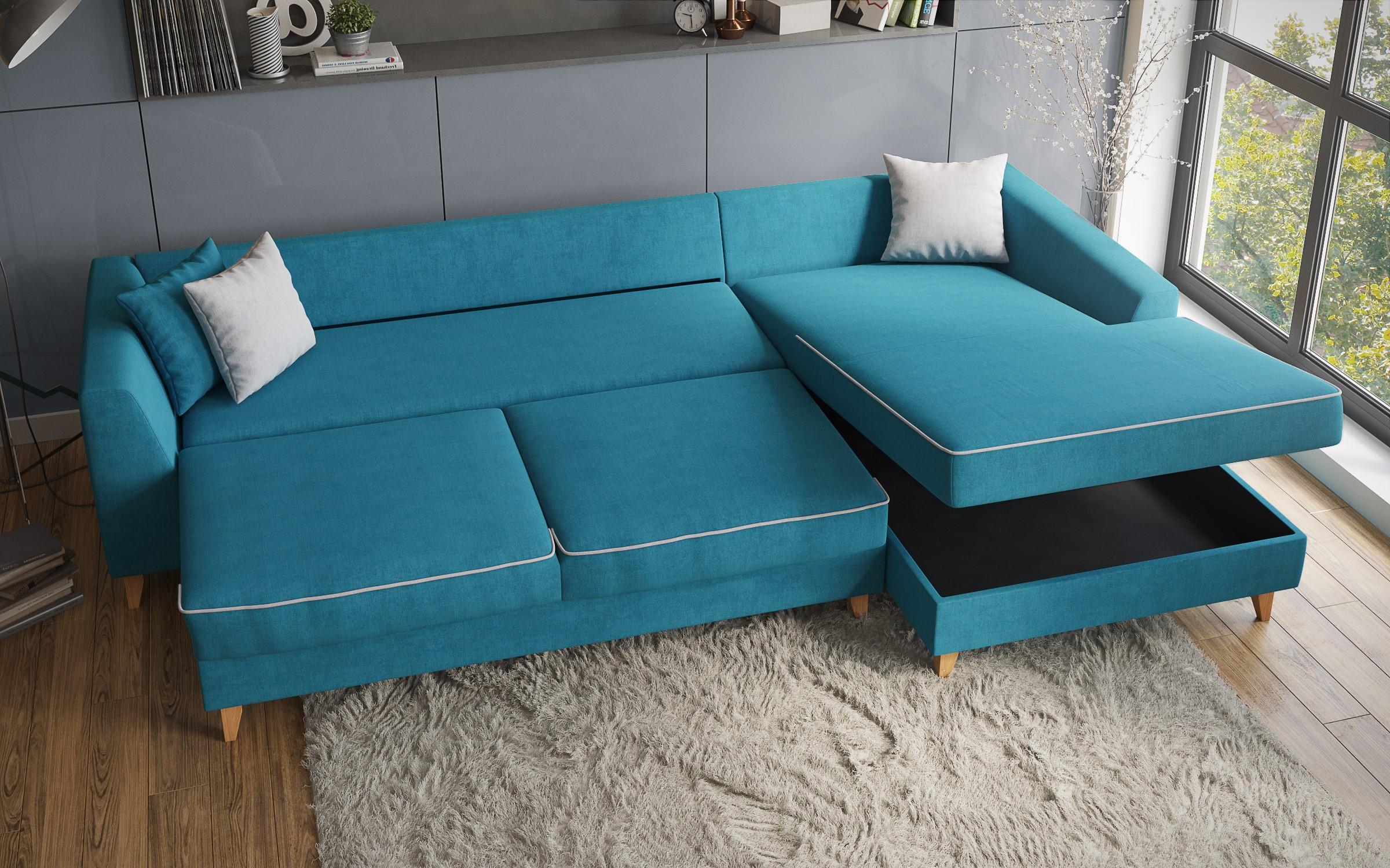 Coltar extensibil Bolonia, albastru lazur + gri deschis  4