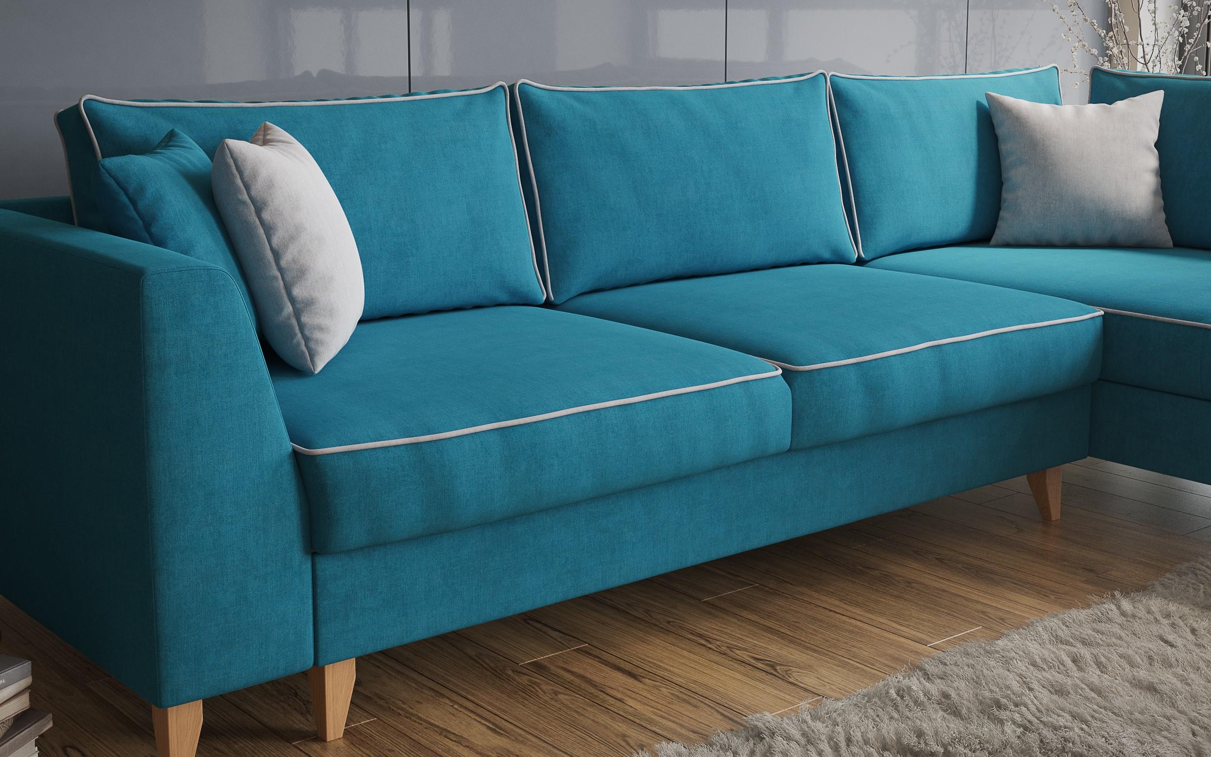 Coltar extensibil Bolonia, albastru lazur + gri deschis  5