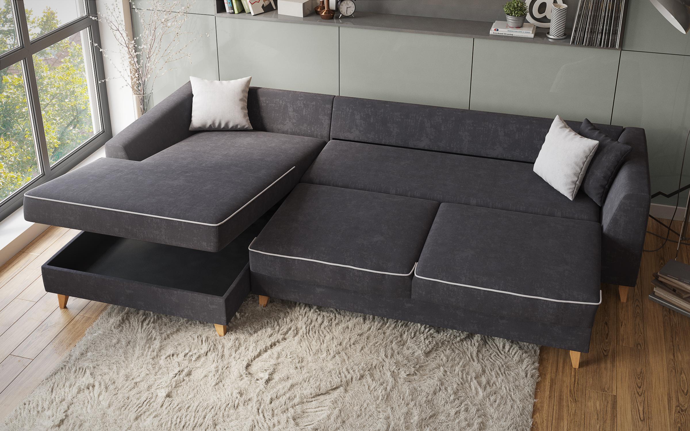 Coltar extensibil Bolonia, gri inchis + gri deschis  3
