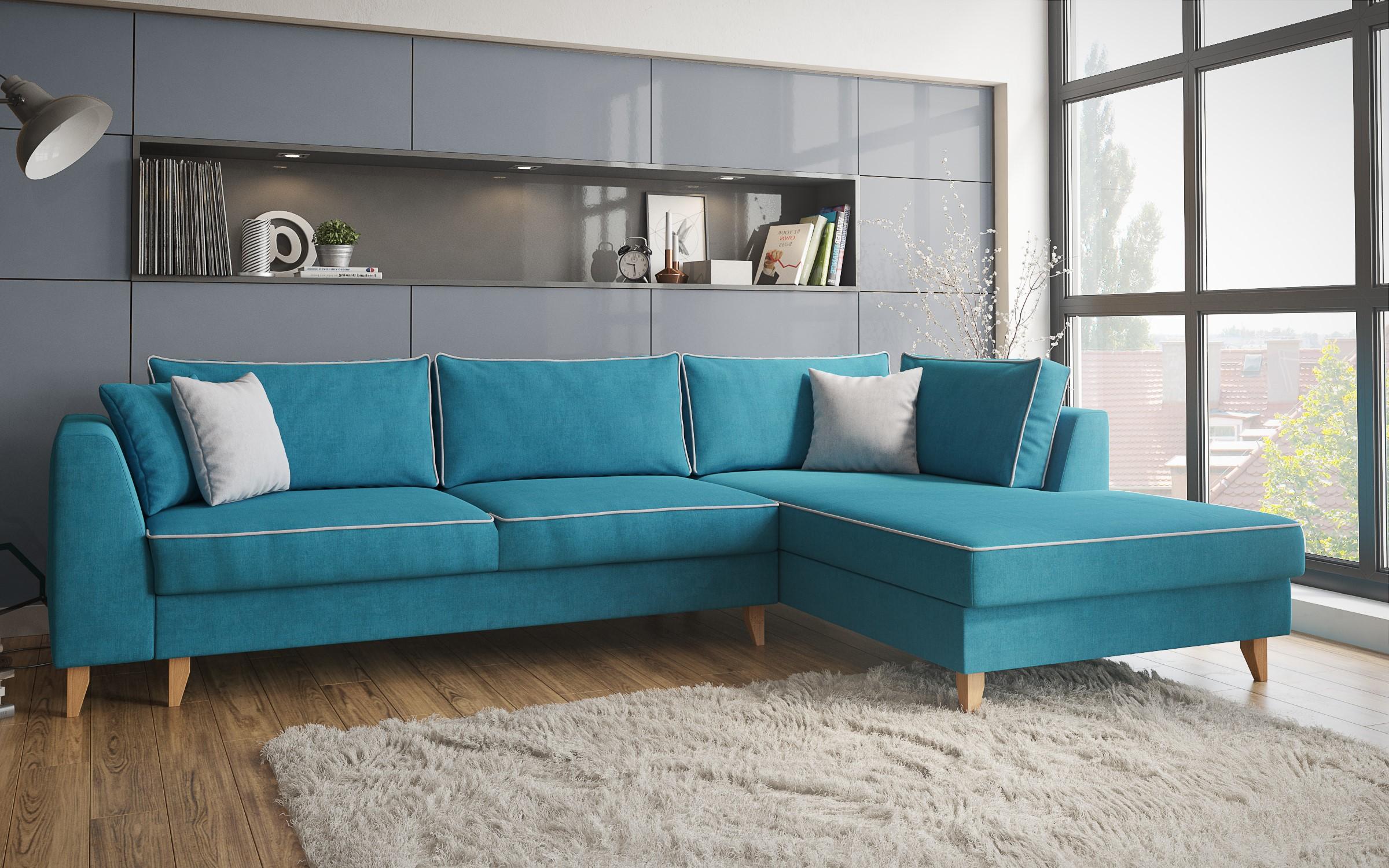 Coltar extensibil Bolonia, albastru lazur + gri deschis  3