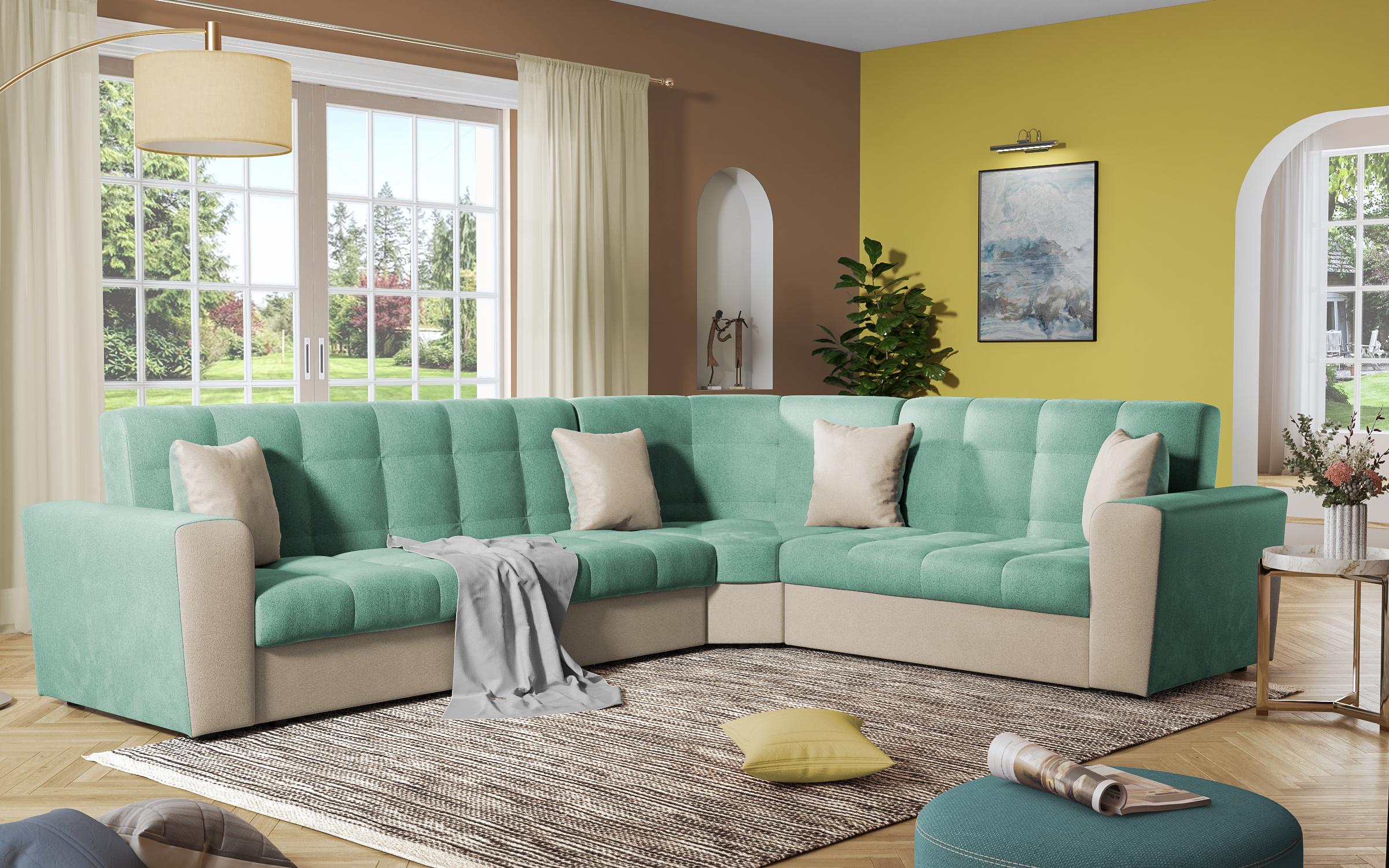 Coltar pentru living Miravel, menta + maro deschis  1