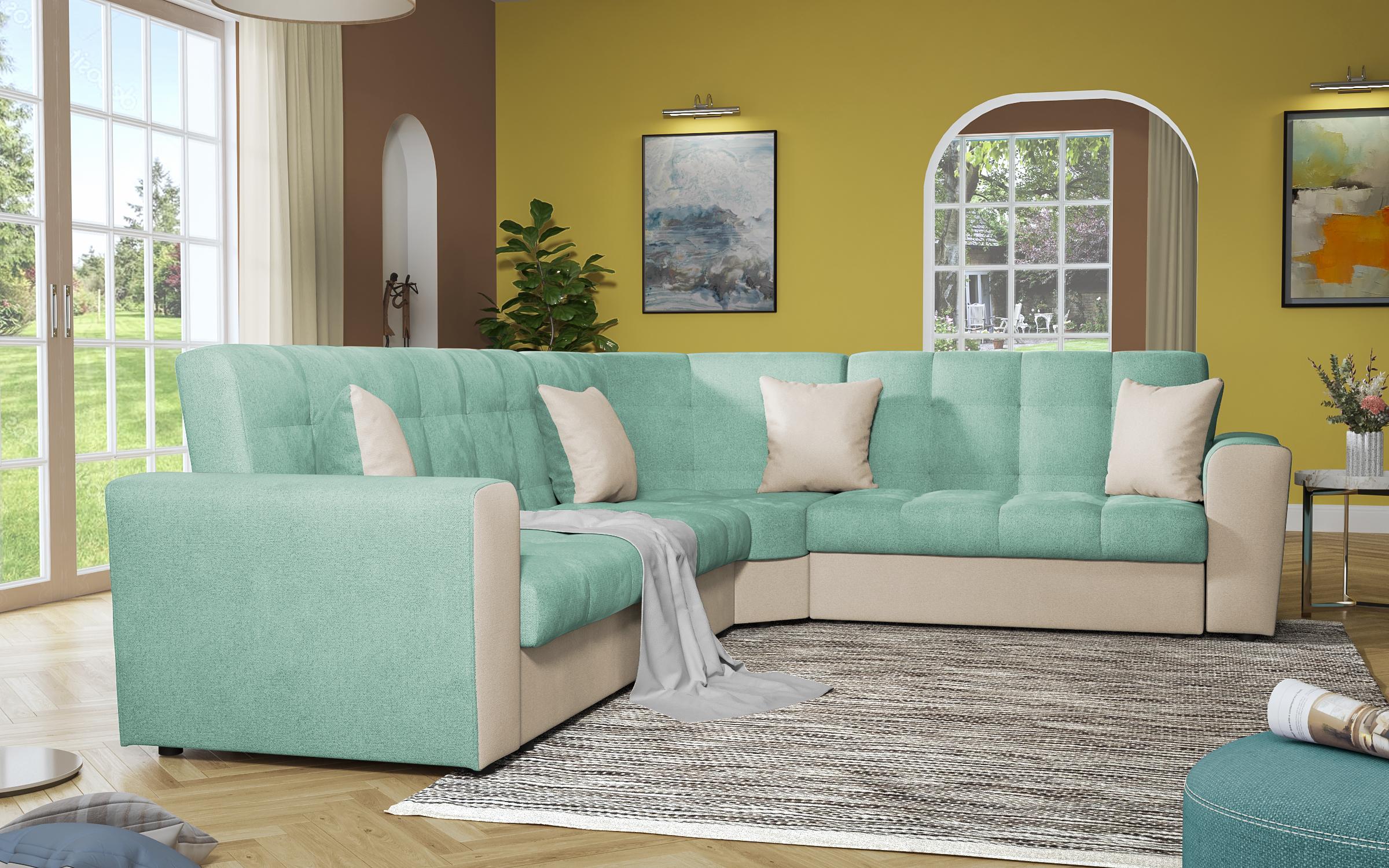 Coltar pentru living Miravel, menta + maro deschis  4