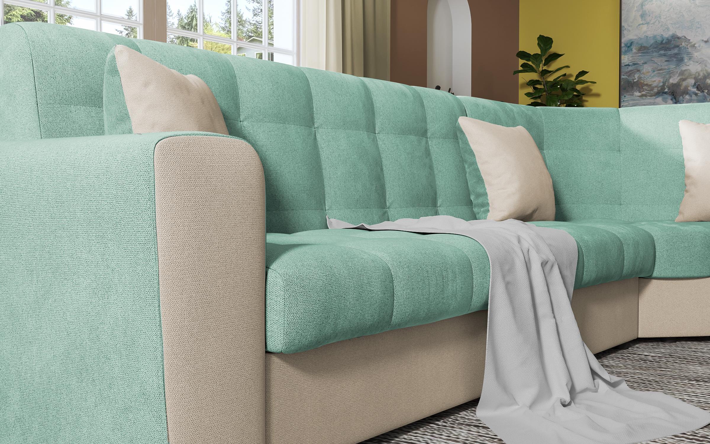 Coltar pentru living Miravel, menta + maro deschis  5