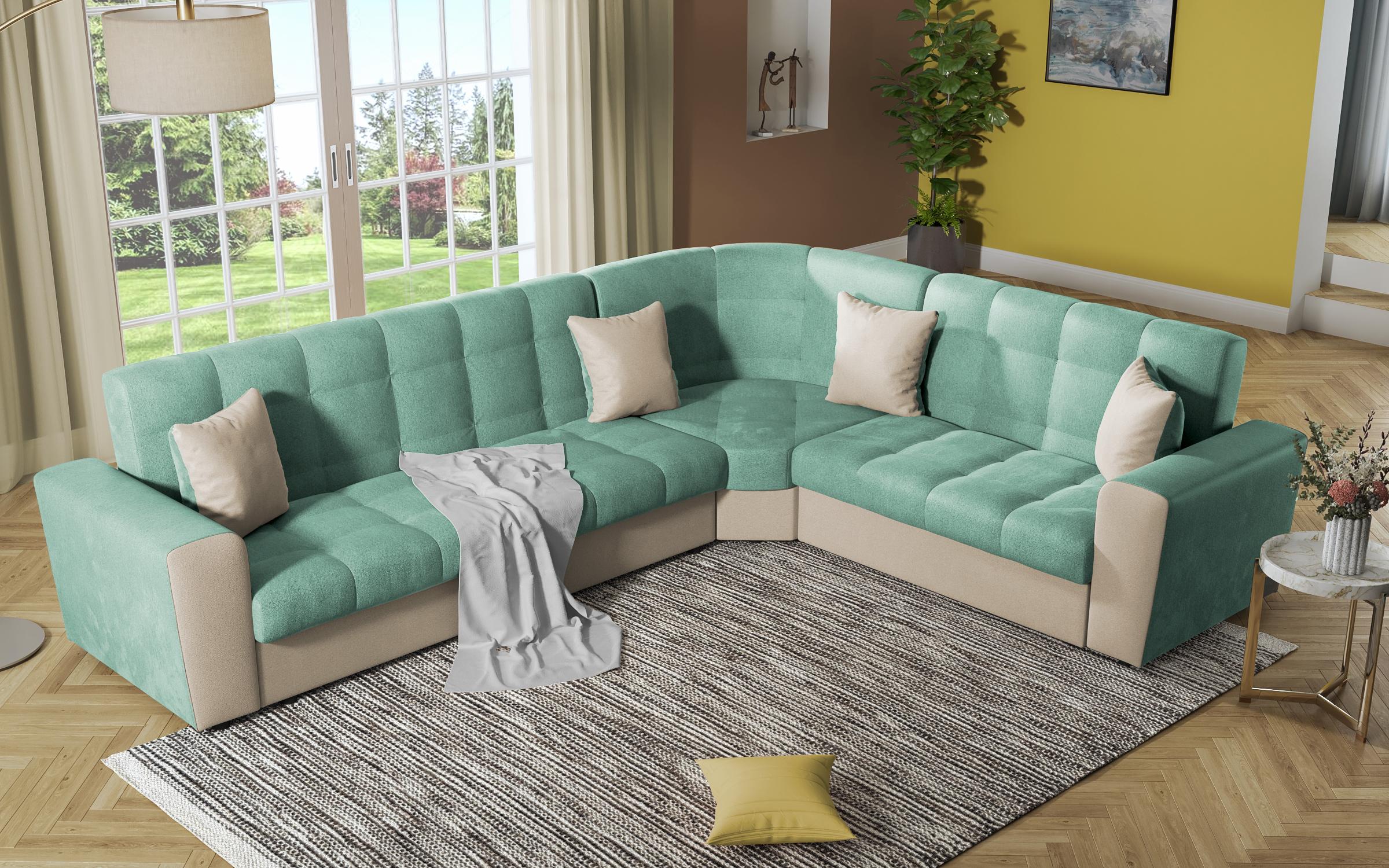 Coltar pentru living Miravel, menta + maro deschis  6