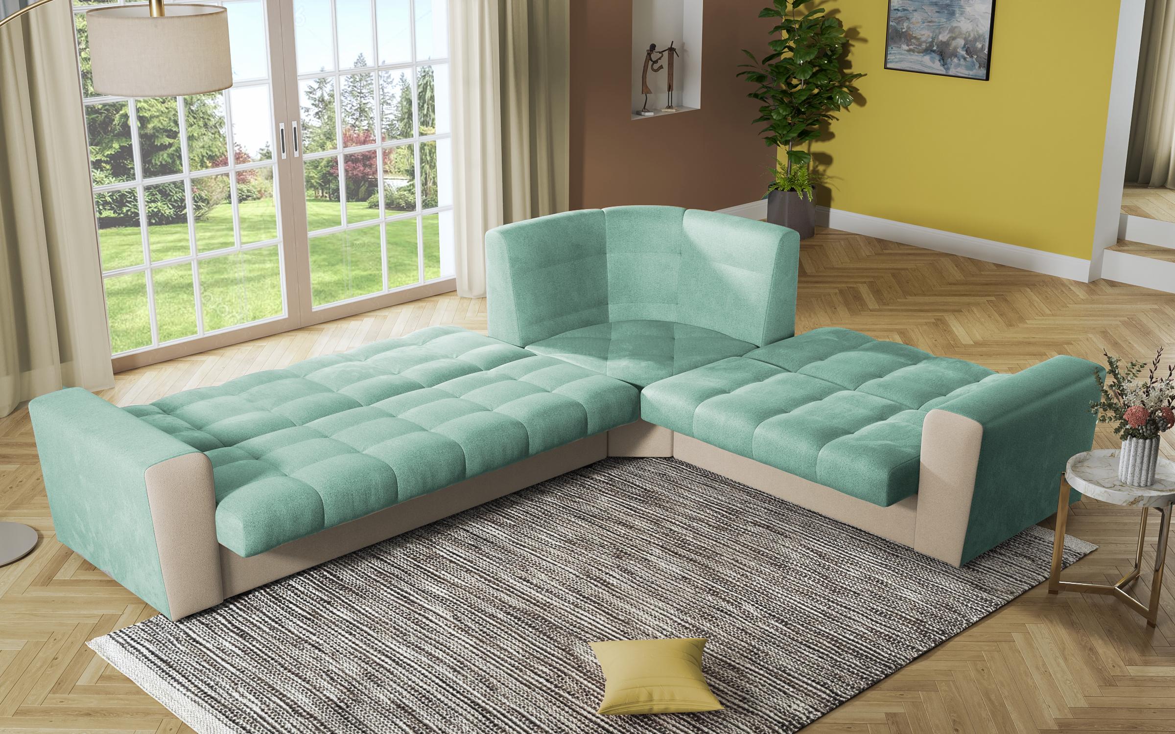 Coltar pentru living Miravel, menta + maro deschis  7