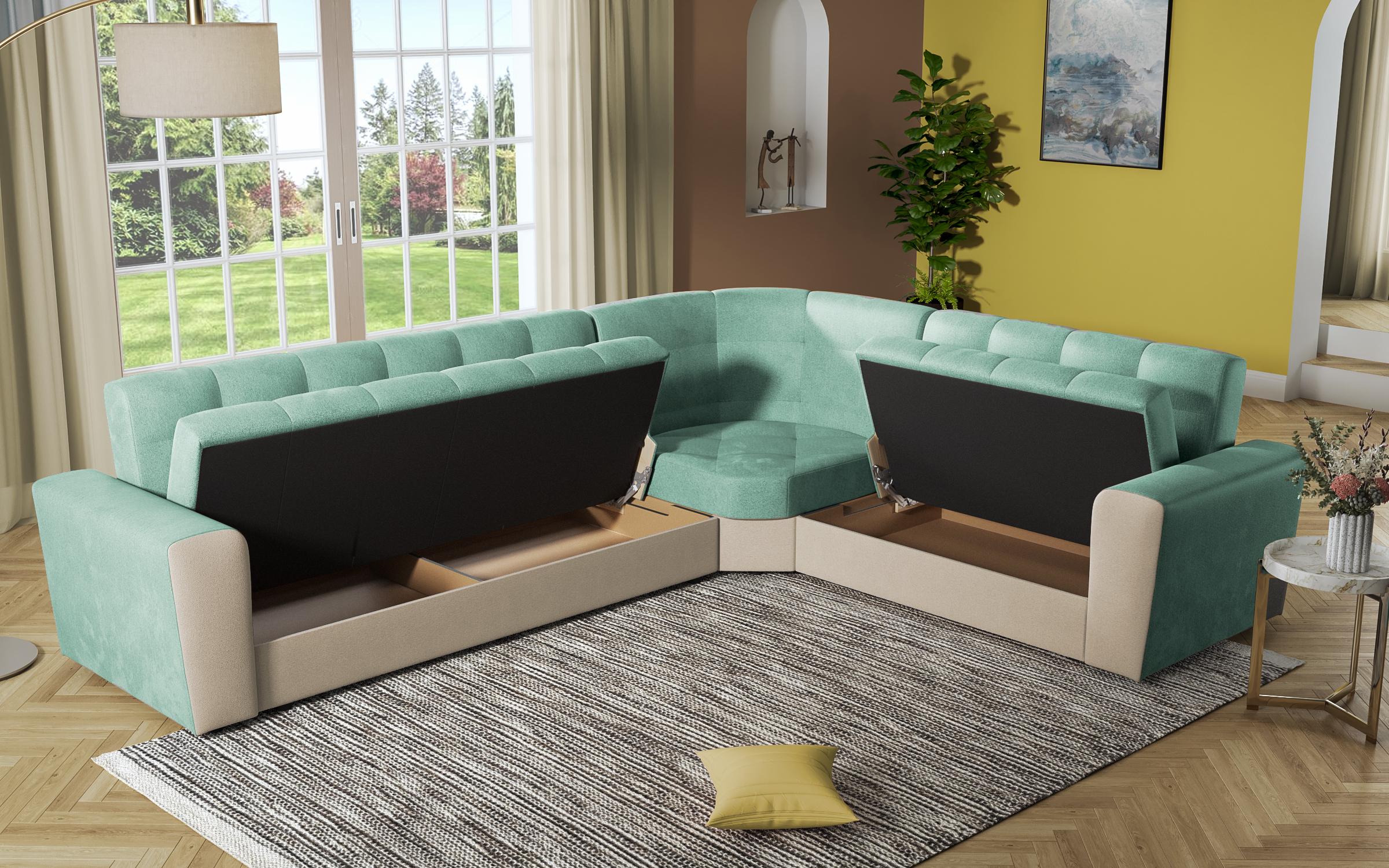 Coltar pentru living Miravel, menta + maro deschis  8