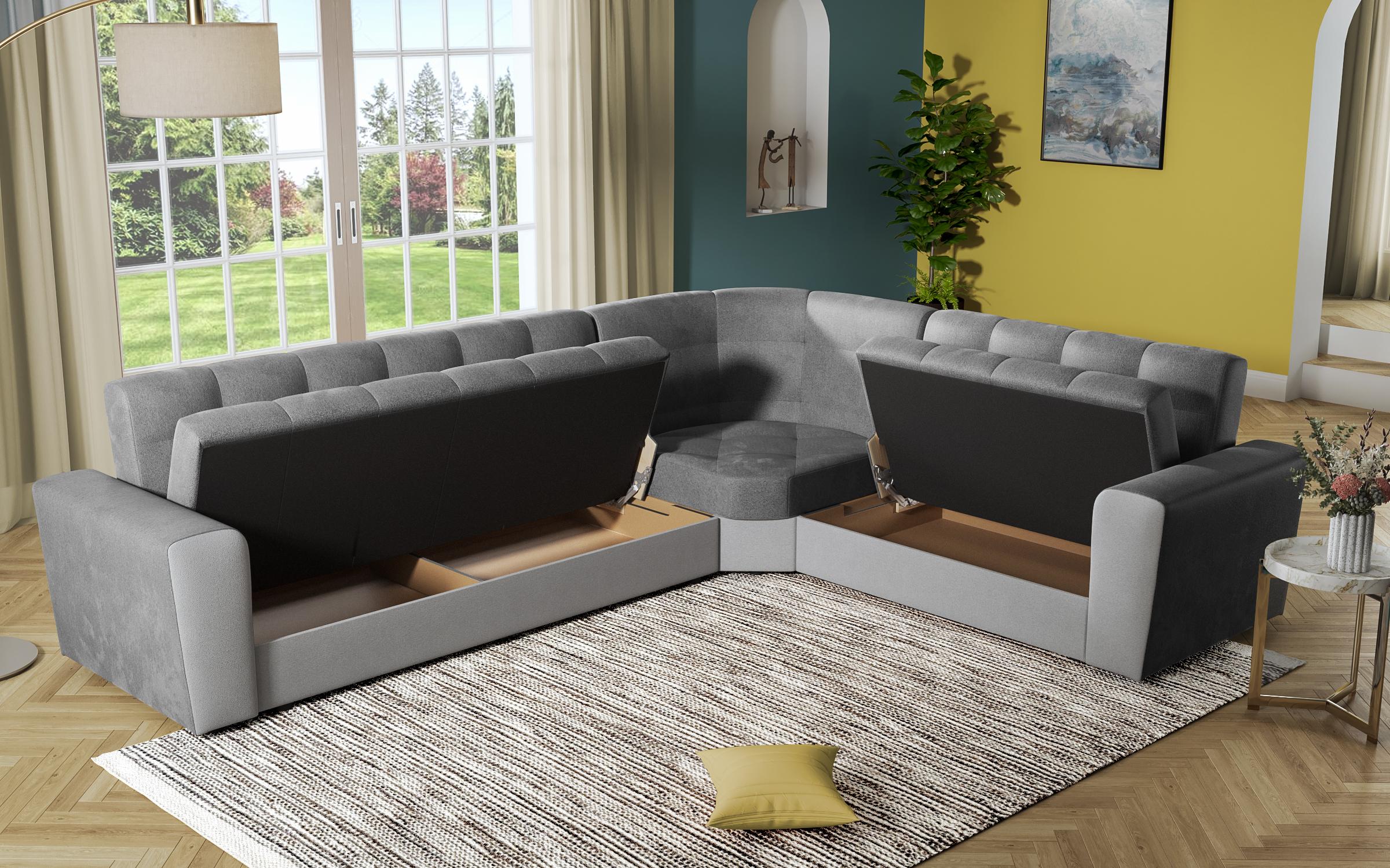 Coltar pentru living  Miravel, gri inchis  + gri deschis  8