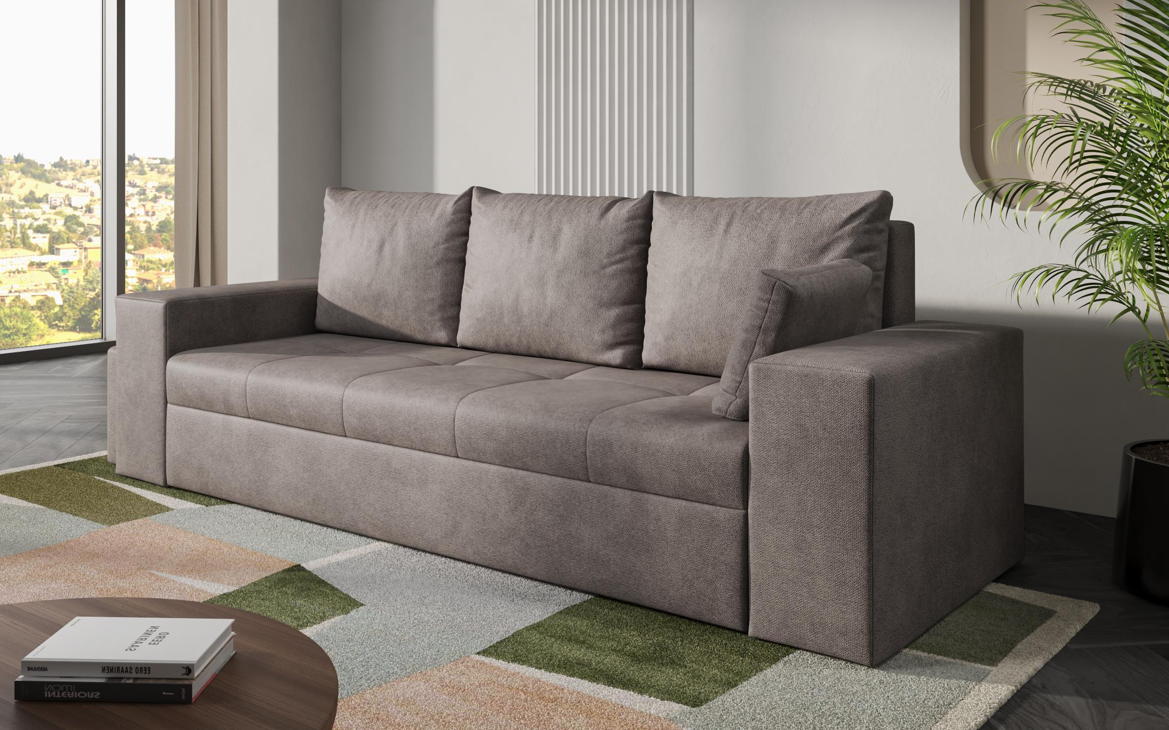 Canapea extensibila + 2 buc. taburete Maron, gri  2
