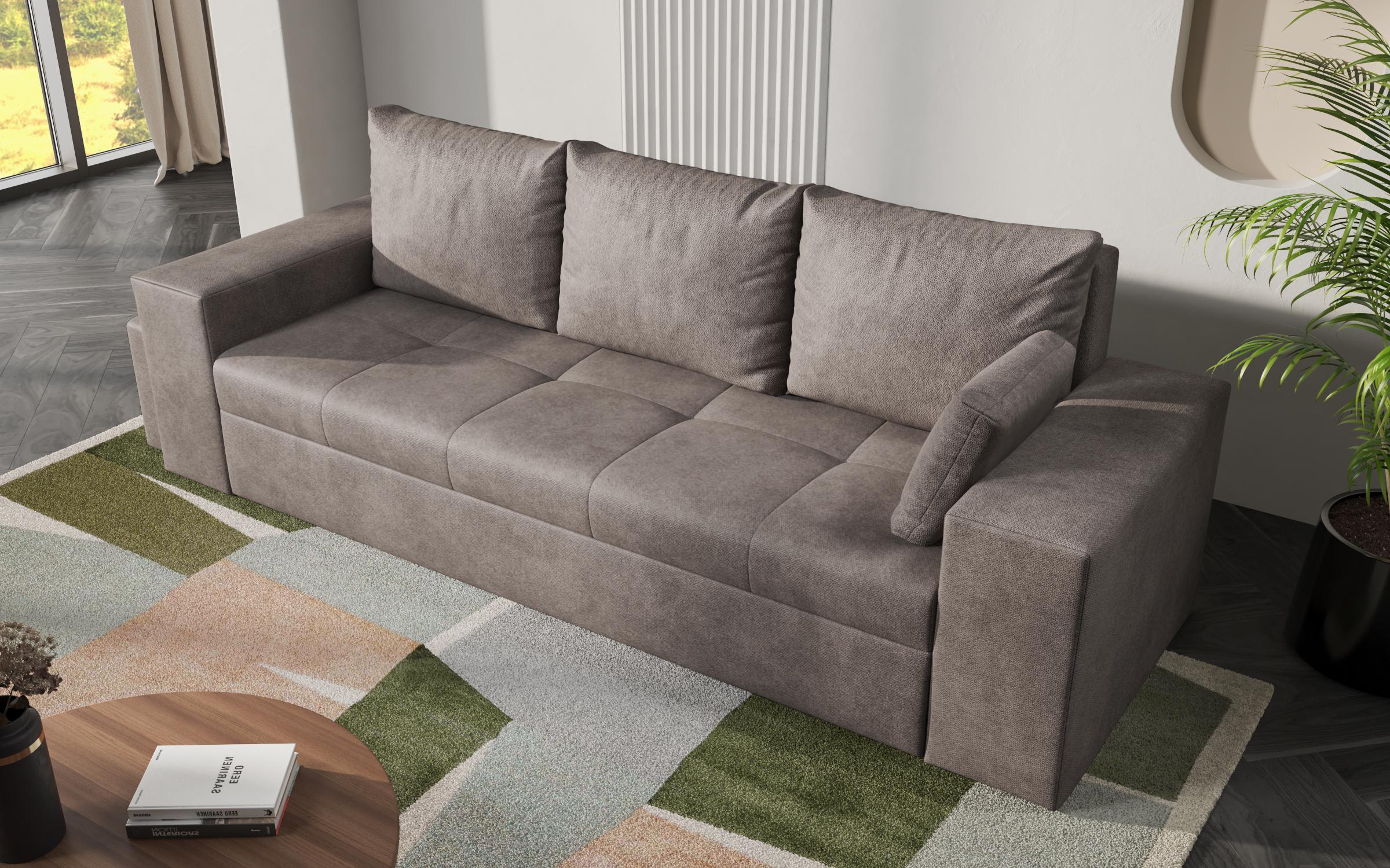 Canapea extensibila + 2 buc. taburete Maron, gri  3