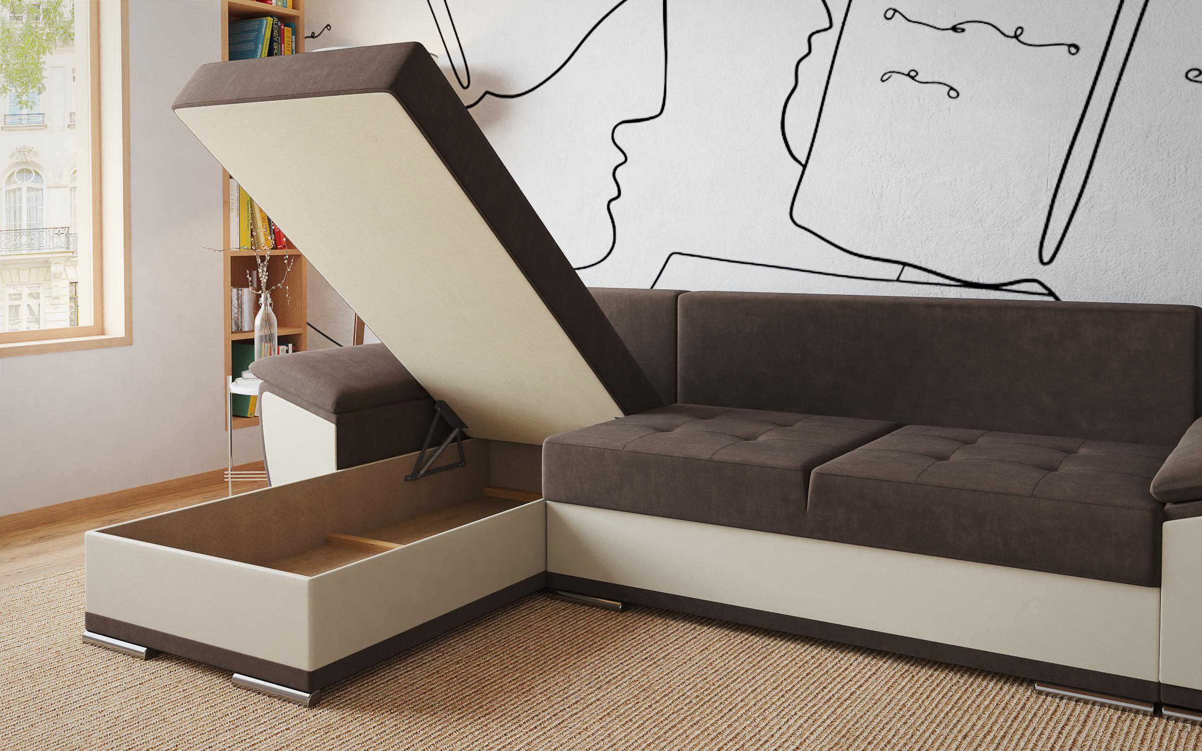 Coltar extensibil Tonino, maro inchis + piele bej  4