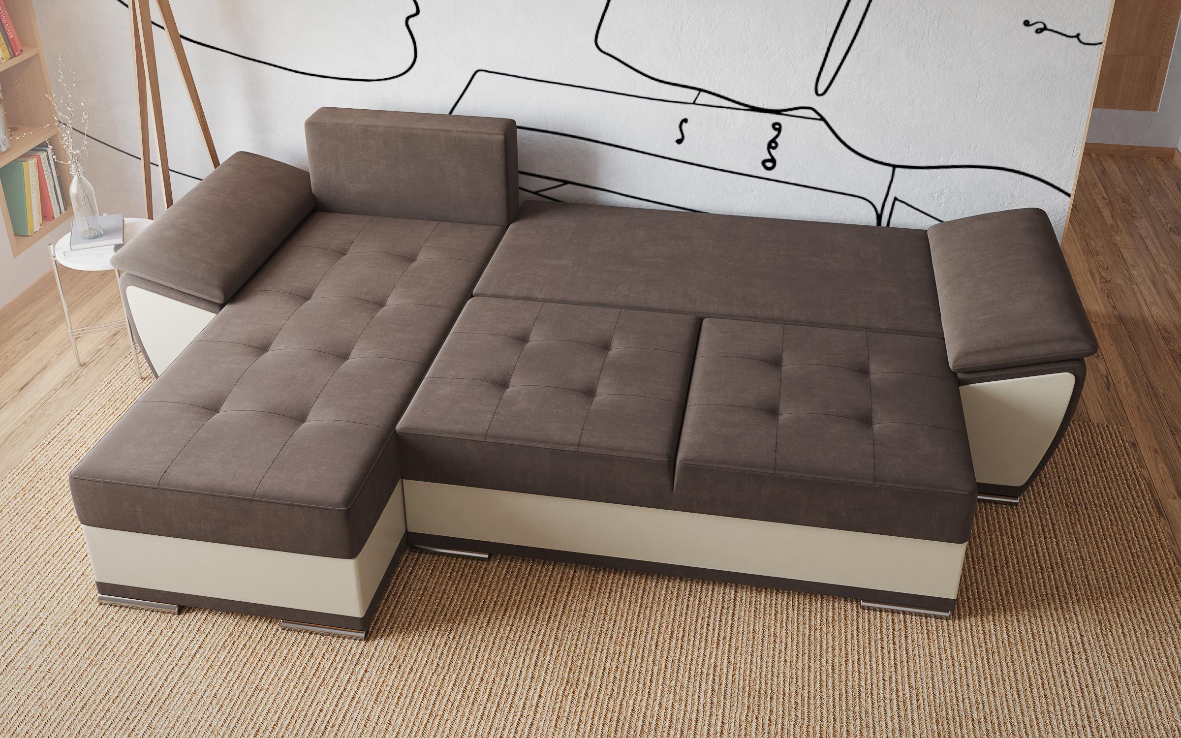 Coltar extensibil Tonino, maro inchis + piele bej  5