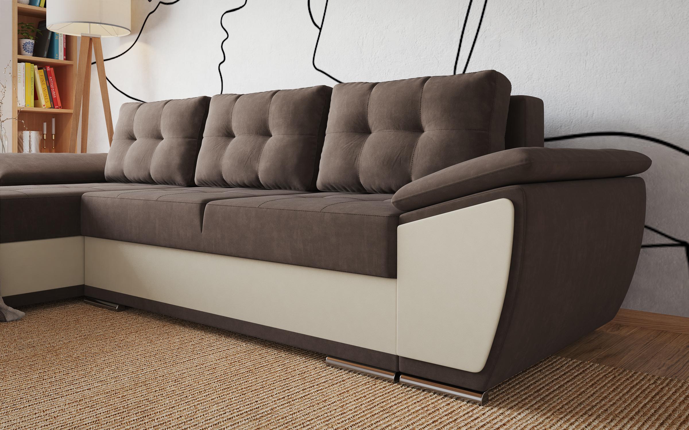 Coltar extensibil Tonino, maro inchis + piele bej  7