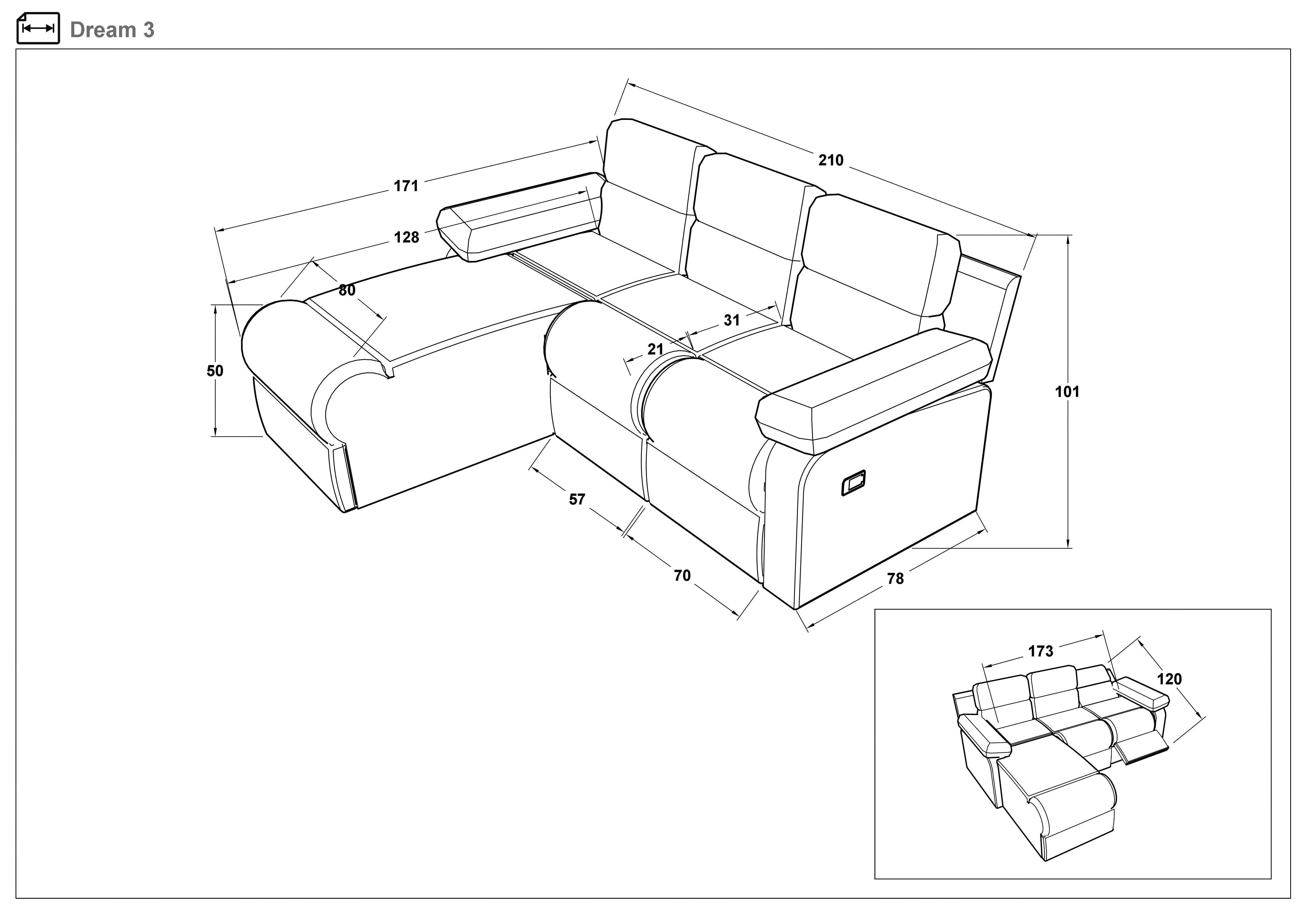 Coltar recliner Dream, bej  2