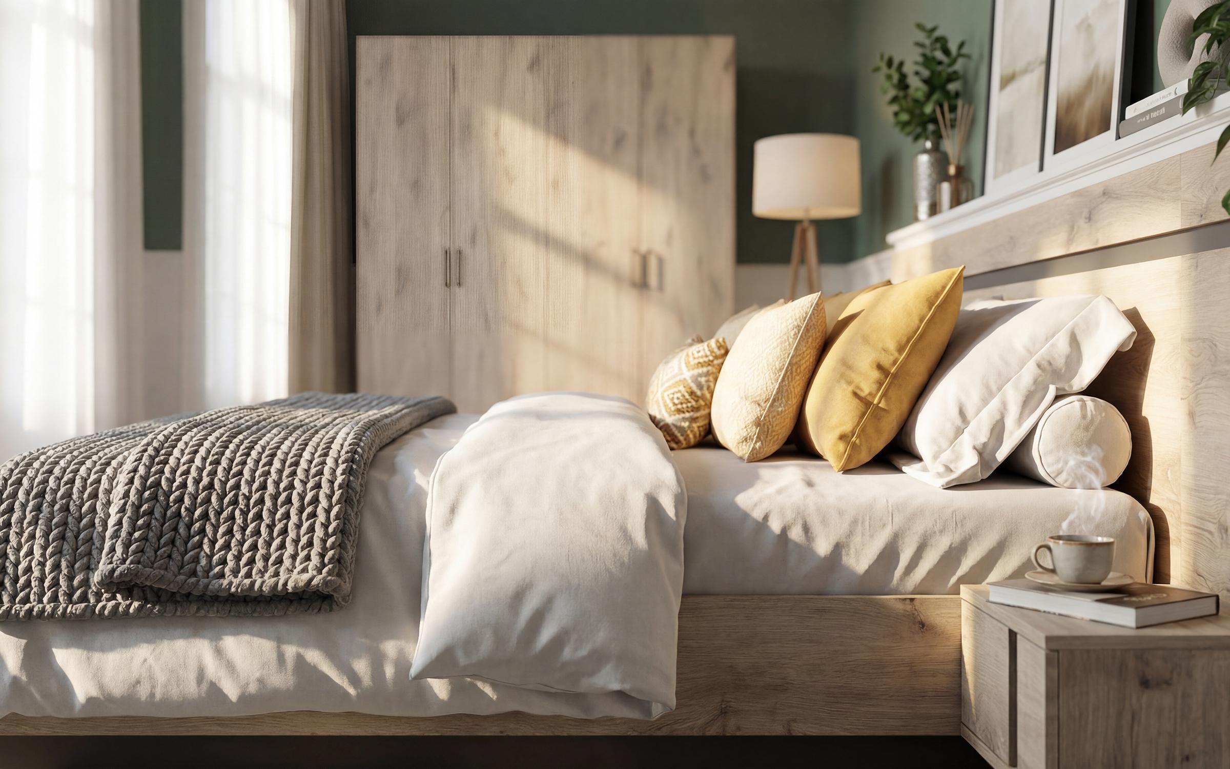 Set dormitor 160/200 Etna, stejar scandinav deschis + antracit mat  5