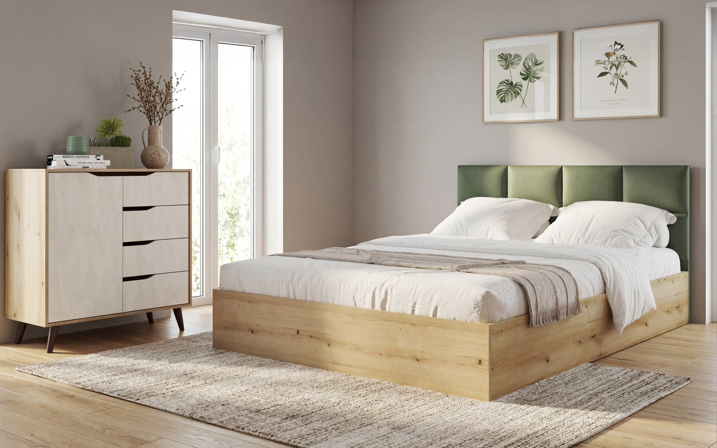 Apartament Evora S, gri inchis + maro + alb mat + stejar evoc + alb lucios + galben + stejar evoc + verde + Silk  3