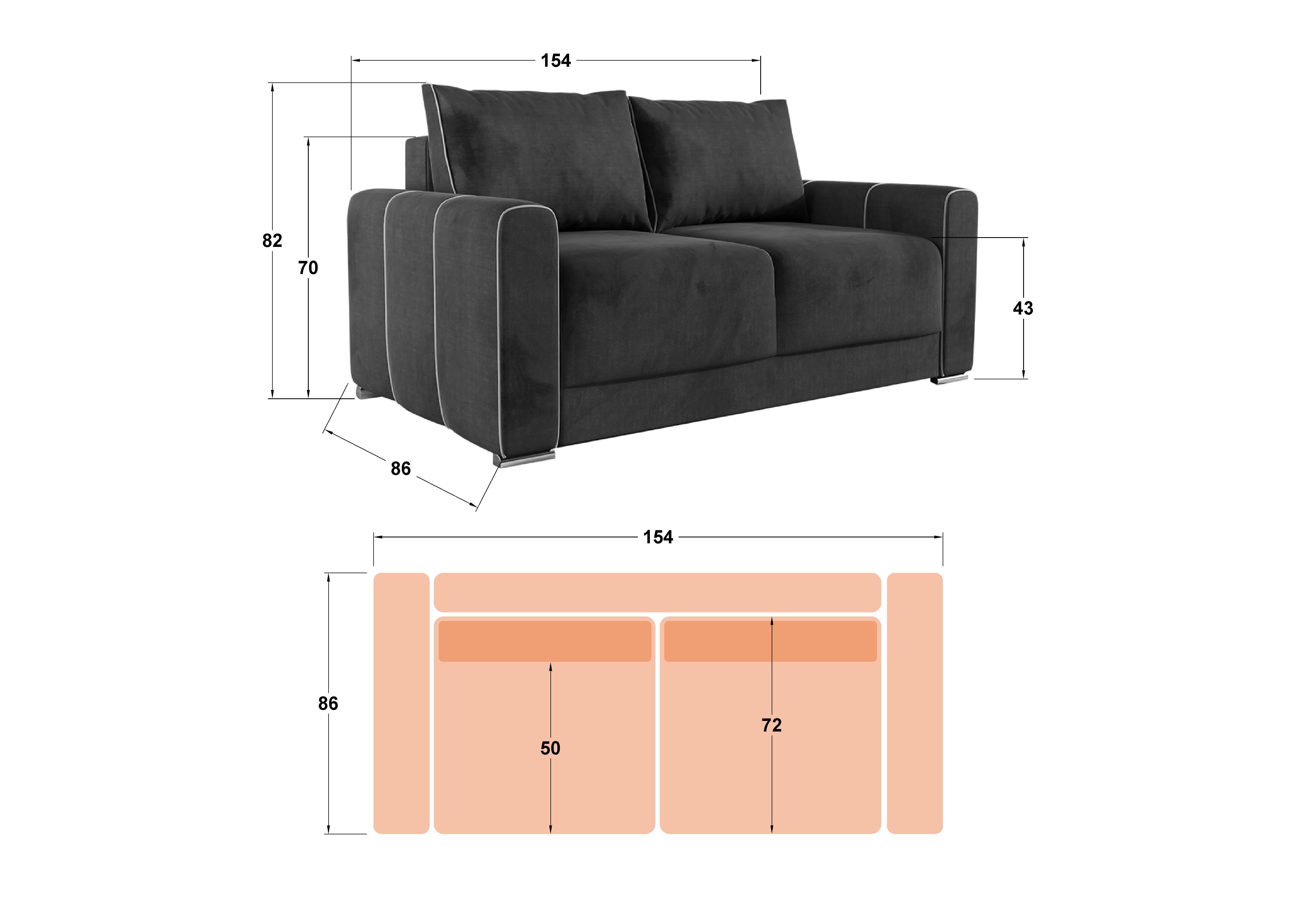 Canapea 2 locuri Ego, gri inchis + bej inchis  2