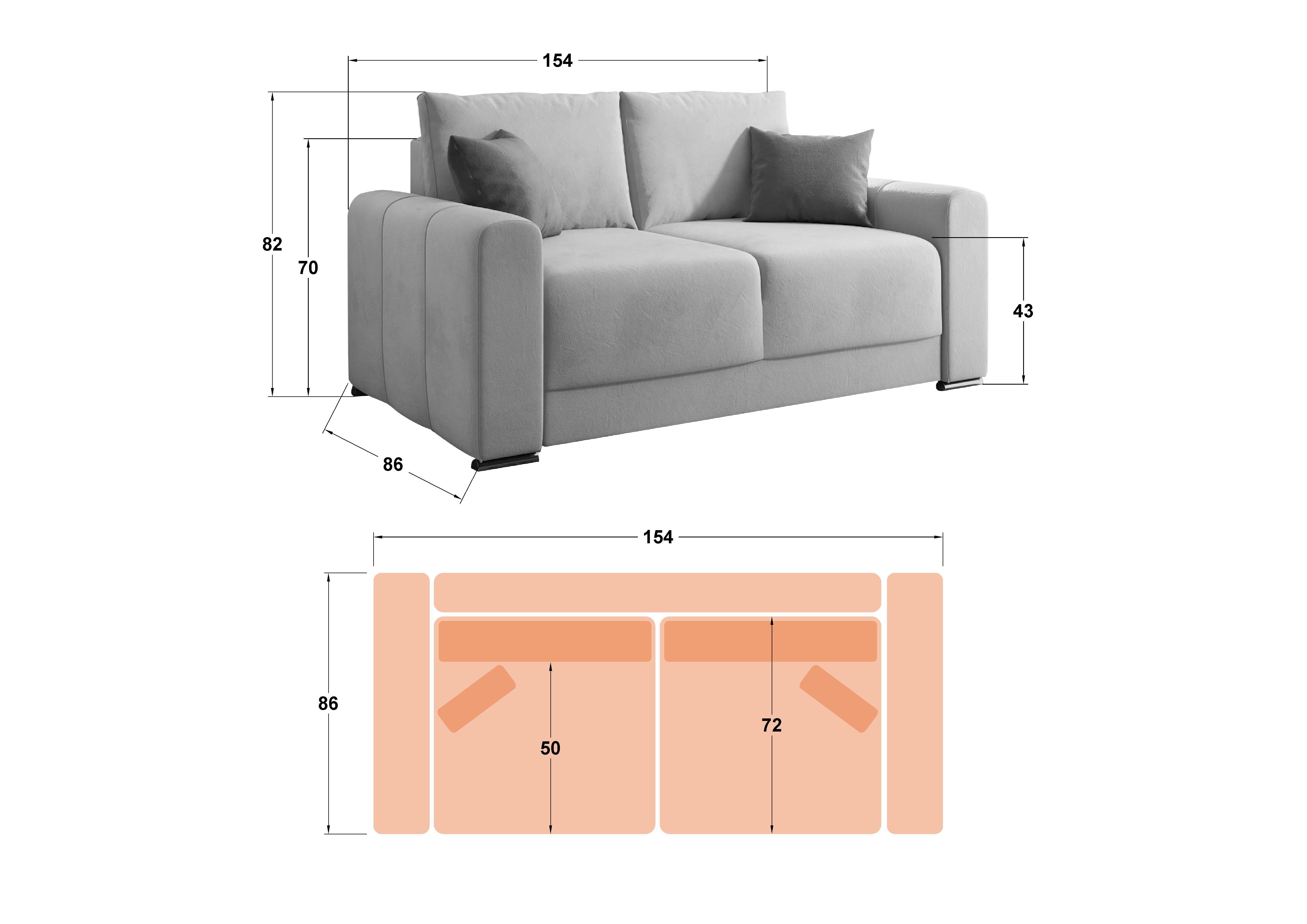 Canapea 2 locuri Ego, bej + roz  2