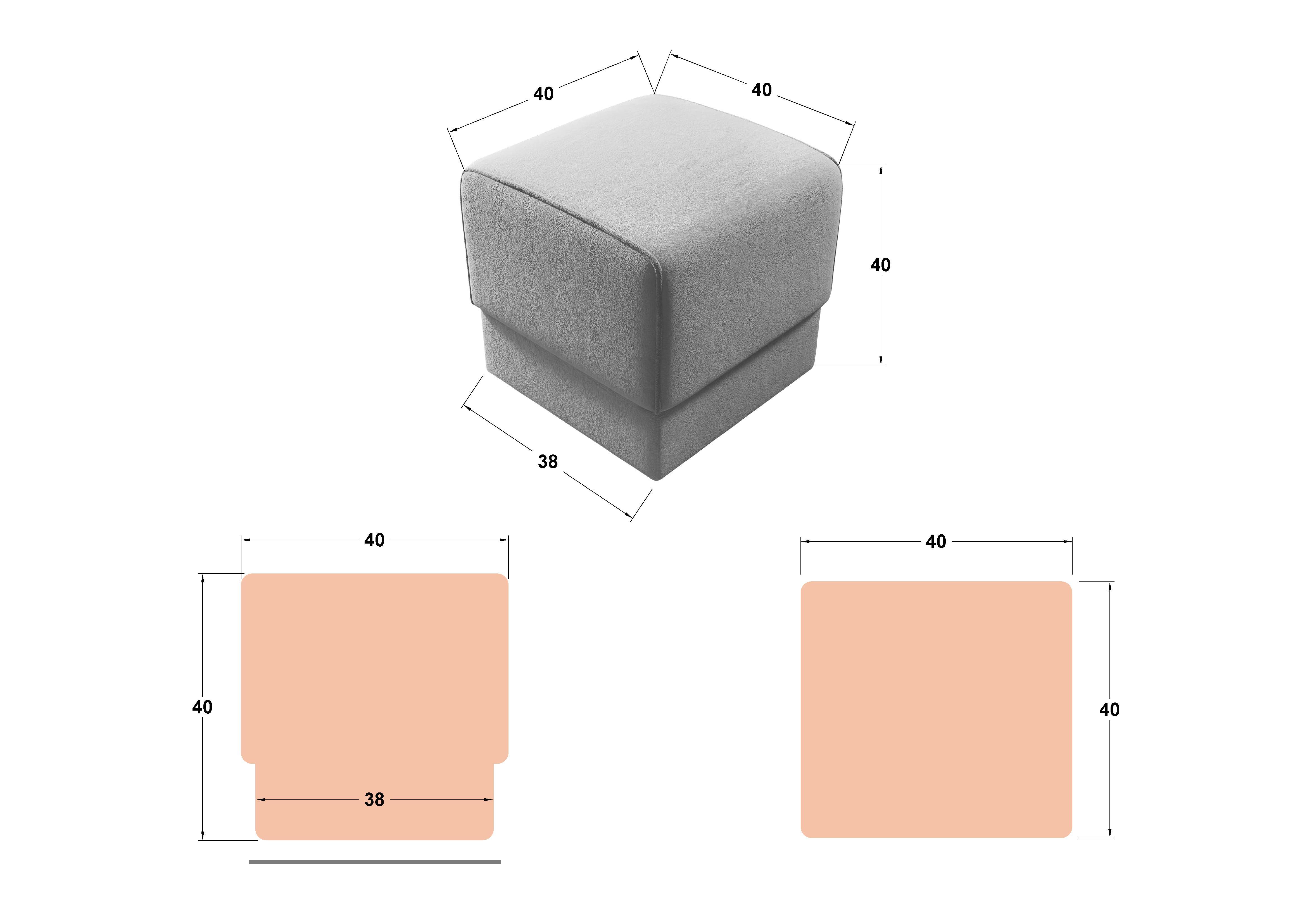 Set 2 buc. taburet Ego, grafit + bej inchis  2