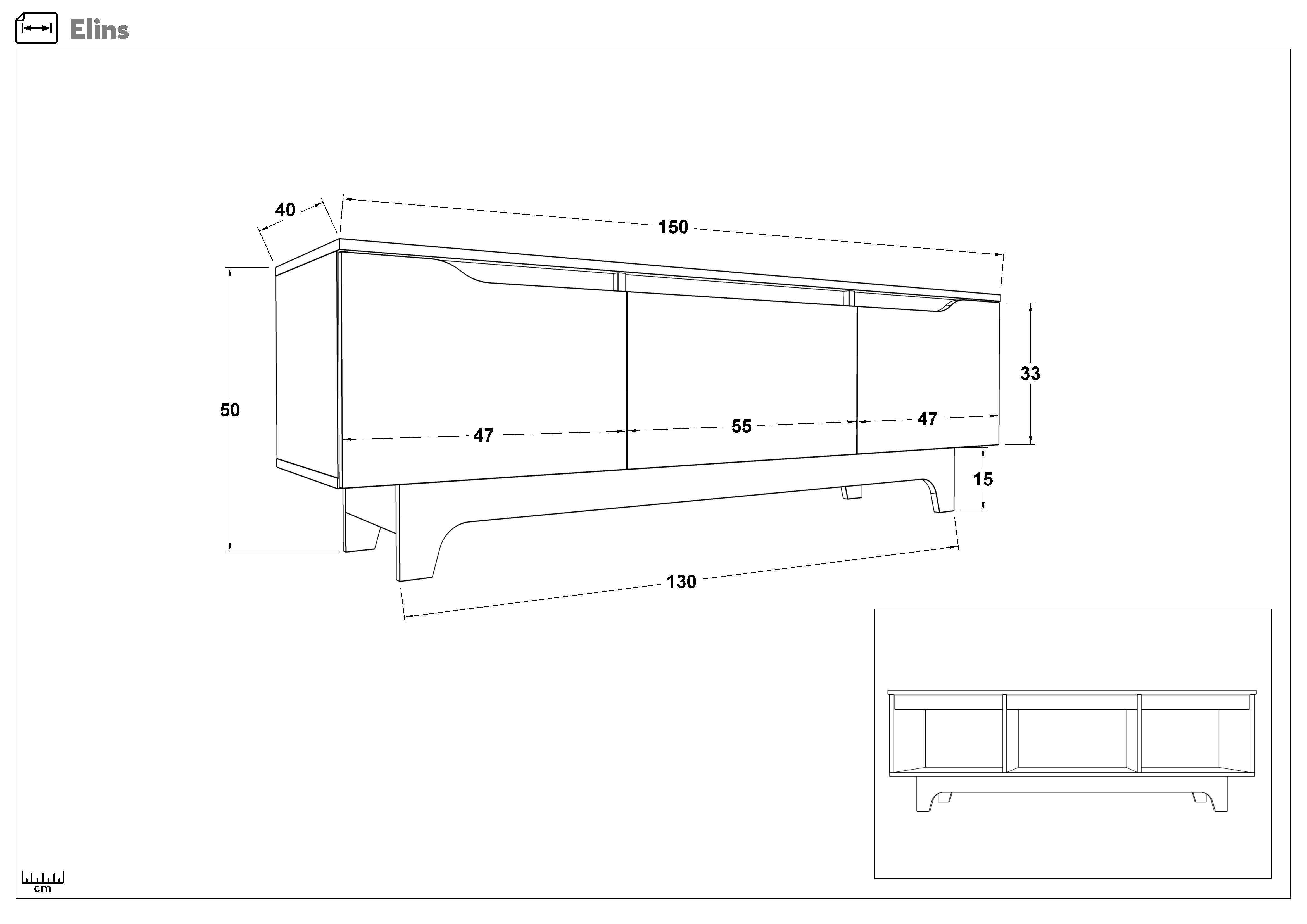 Modul TV Elins, antracit + stejar scandinav deschis  2