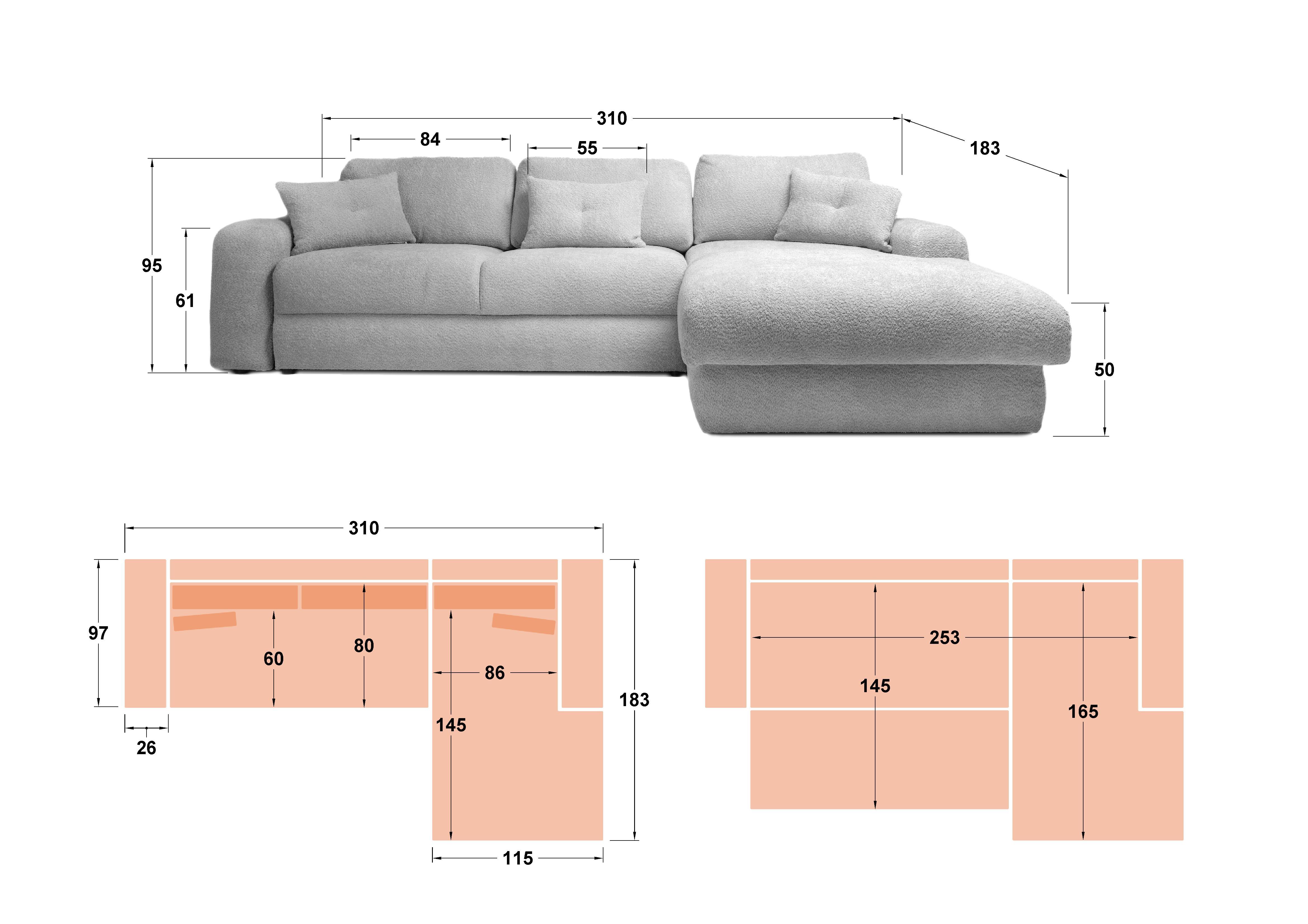 Coltar extensibil Elmond, bej  2