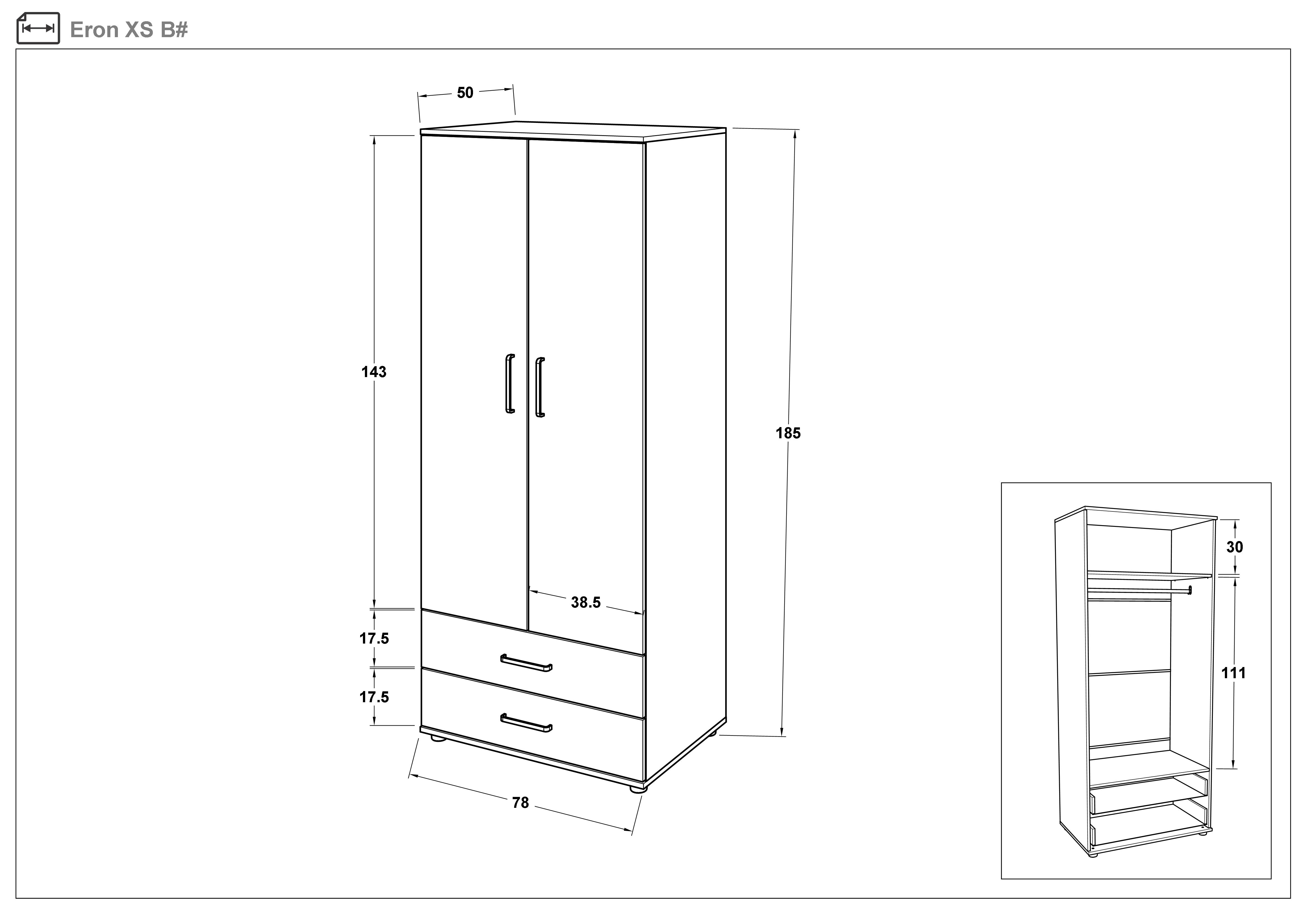 Dulap Eron XS, stejar antic  2