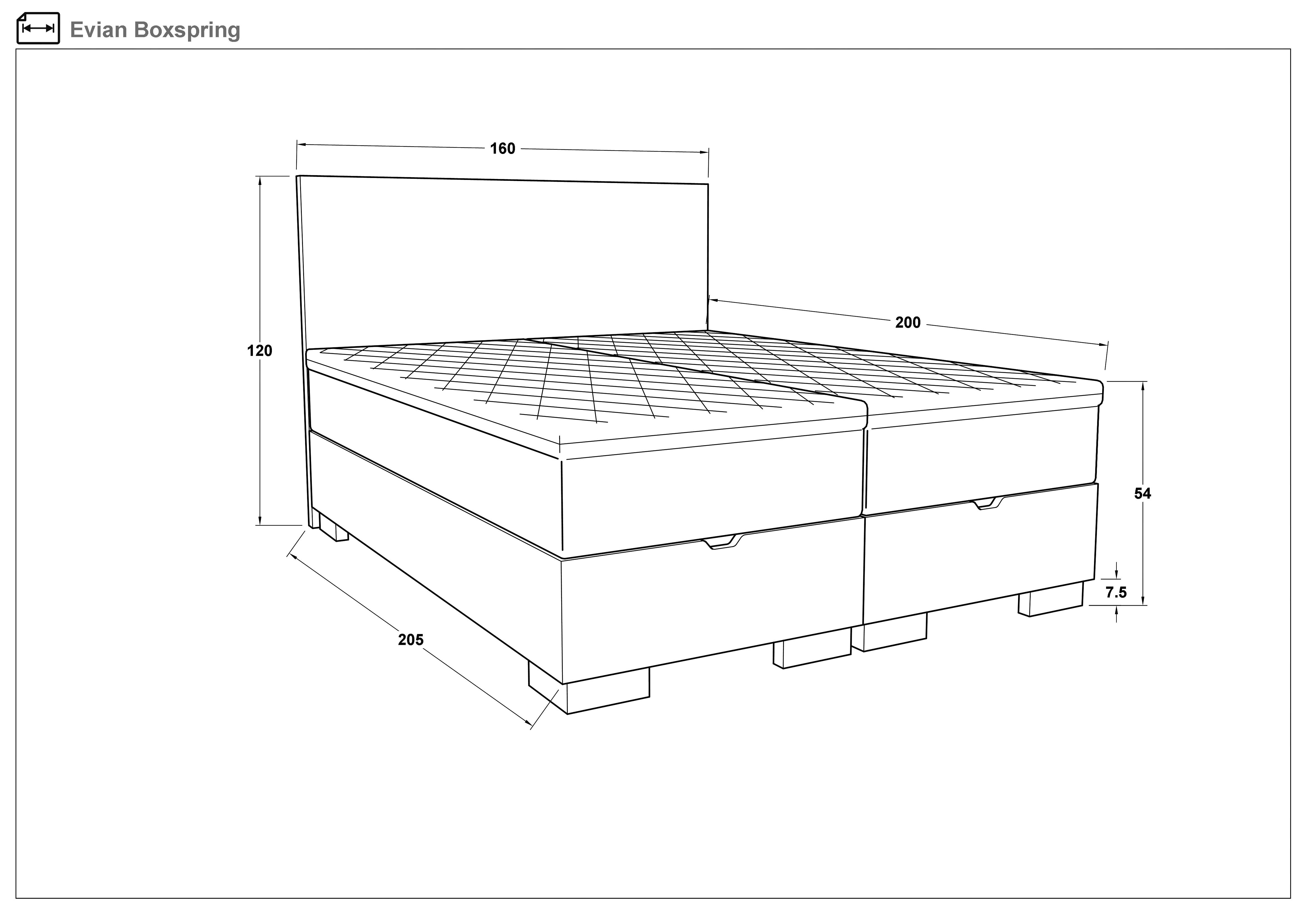 Pat dublu Boxspring 160/200 Evian, gri inchis  2